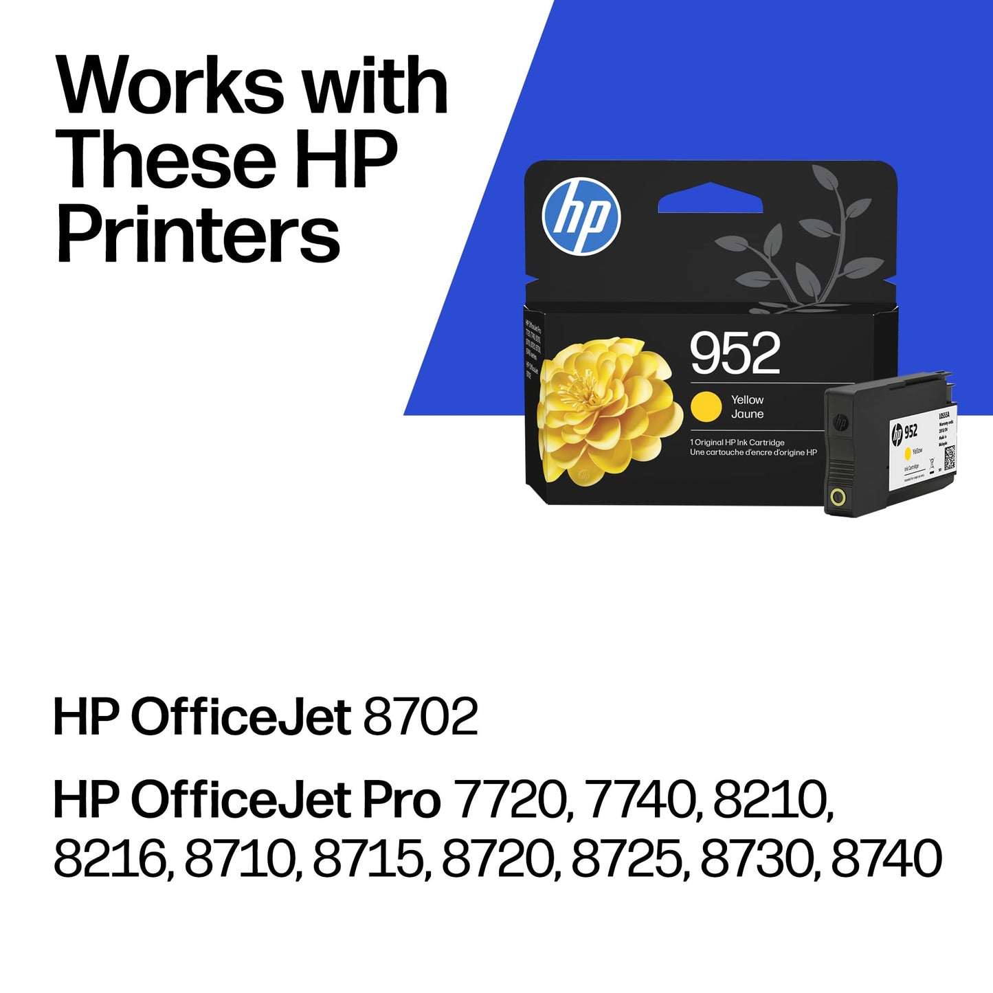 Original HP 952 Yellow Ink Cartridge | Works with HP OfficeJet 8702, HP OfficeJet Pro 7720, 7740, 8210, 8710, 8720, 8730, 8740 Series | Eligible for Instant Ink | L0S55AN