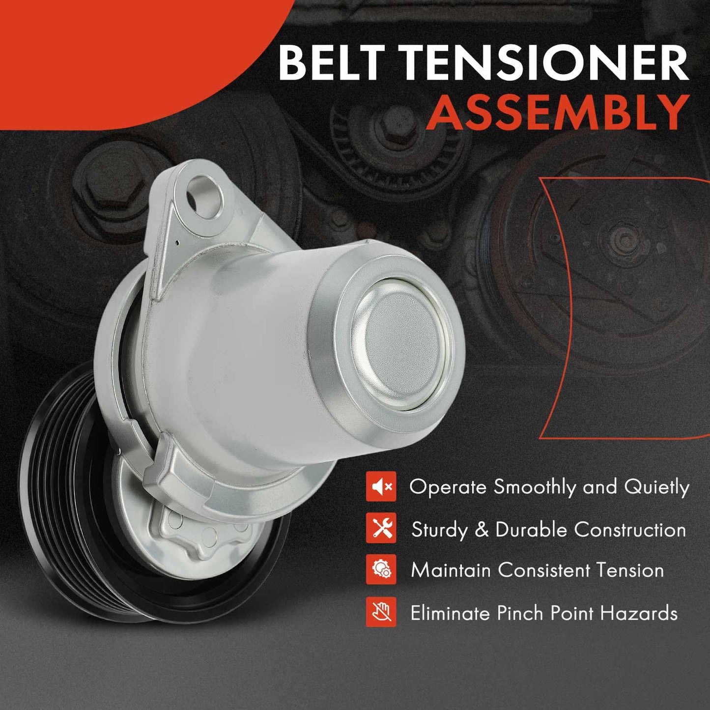 A-Premium Belt Tensioner Assembly with Pulley Compatible with Mazda 3 2010-2013, 5 2012-2017, 3 Sport 2010/2012-2013, CX-7 CX7 2007-2012, MX-5 Miata 2006-2015, 2.0L 2.3L 2.5L, Replace# L3P915980D