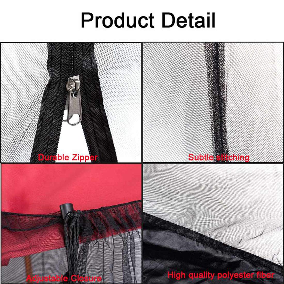 SOOSPE-MZ 10ft Patio Mosquito Netting Patio Umbrella Cover Mosquito Netting Screen,Windproof Anti-Mosquito with Zipper Portable Foldable Umbrella Mosquito Net（10'*10'*7.5'） (Black)