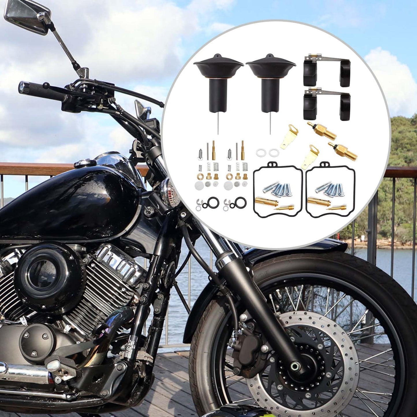 Anxingo Carburetor Repair Kit Replacement for Yamaha V-Star 650 XVS650 Custom XVS650A Classic 1998-2016, Carb Rebuild Kit Replacement for Yamaha V-Star 650 XVS650AT Silverado 2002-2010