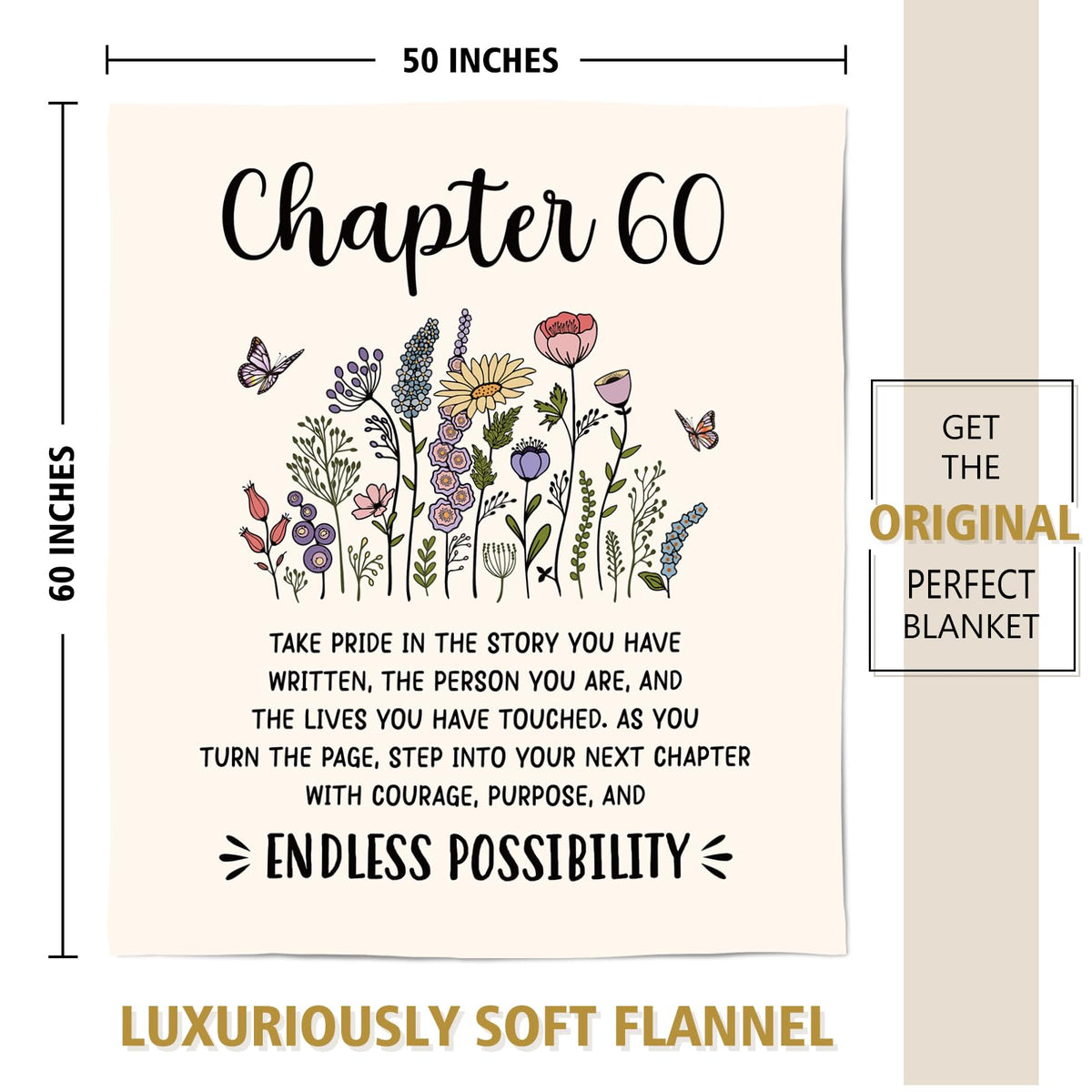 Afterprints 60th Birthday Gifts for Women, Chapter 60 Birthday Blanket, 60 Year Old Bday Gift for Woman, Friend, Sister, Mom, 1966, 60th Birthday Decorations, Turning 60 Throw Blankets 50'' x 60''