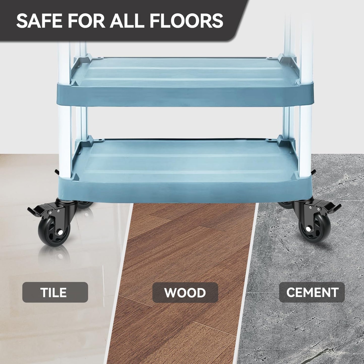 BZOLIHEU Caster Wheels 4 Inch, Swivel Threaded Stem Casters Set of 4 Heavy Duty 2000lbs, 3/8" -16 x 1 (Stem Diameter 3/8", Stem Length 1") Locking Casters Wheels Black