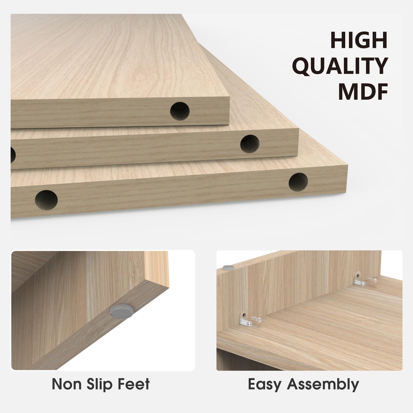 FENGE Monitor Stand, 31.5 Inch Computer Monitor Riser for Desk, 2 Tiers Wood Desk Shelf with Storage, Desktop Organizer for PC, Laptop, Screen, Printer Oak