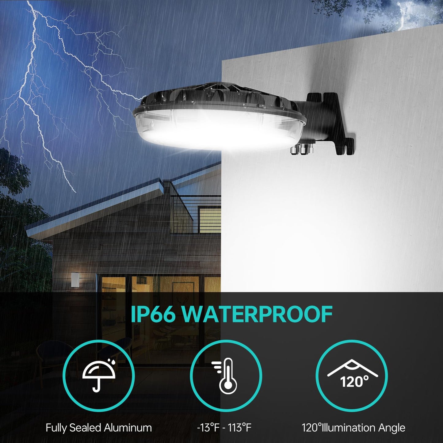 LED Barn Light, 150W Dusk to Dawn LED Outdoor Light with 20000LM 6500K Daylight, IP66 Waterproof Security Exterior Street Light with 150°Adjustable Angle, Ultra-Bright & Easy to Install