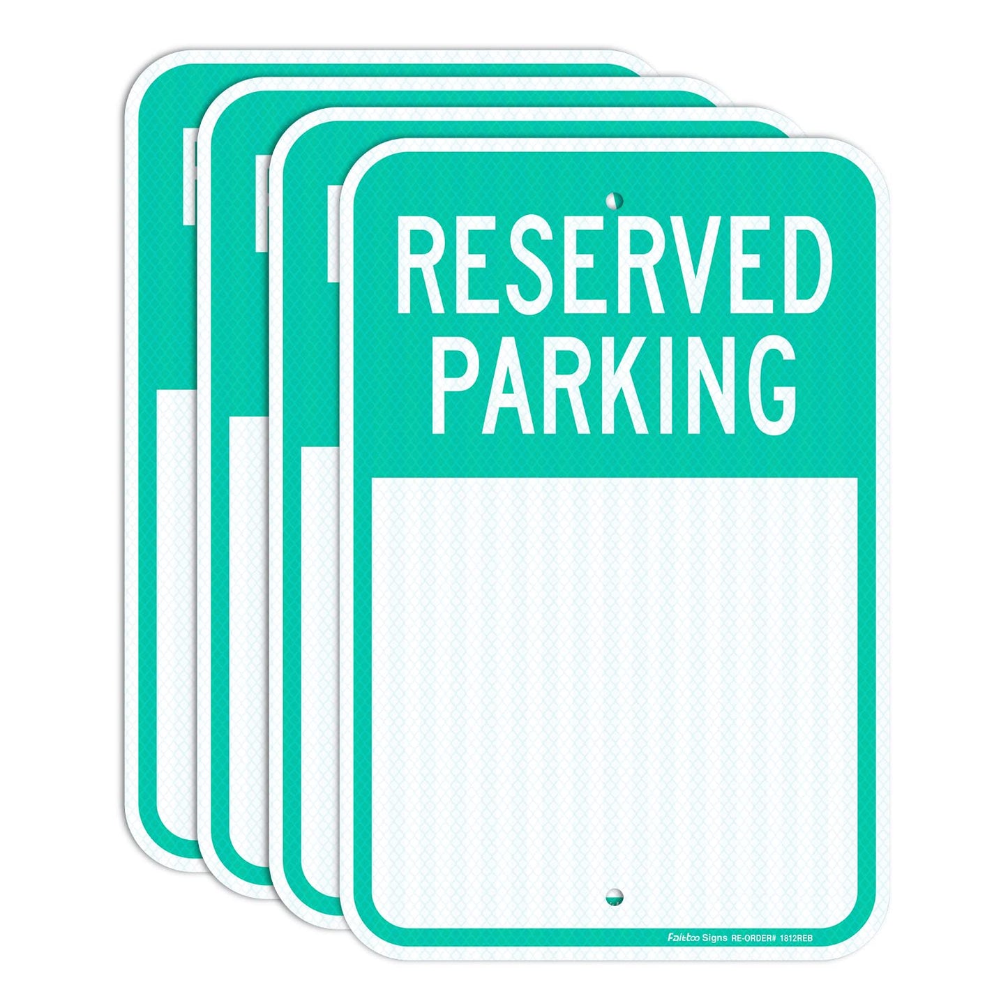 Faittoo Blank Reserved Parking Signs, 4-Pack 18 x 12 Inch Engineer Grade Reflective Aluminum Signs, Weather/Fade Resistant, UV Protected, Easy to Install and Read, Indoor/Outdoors Use