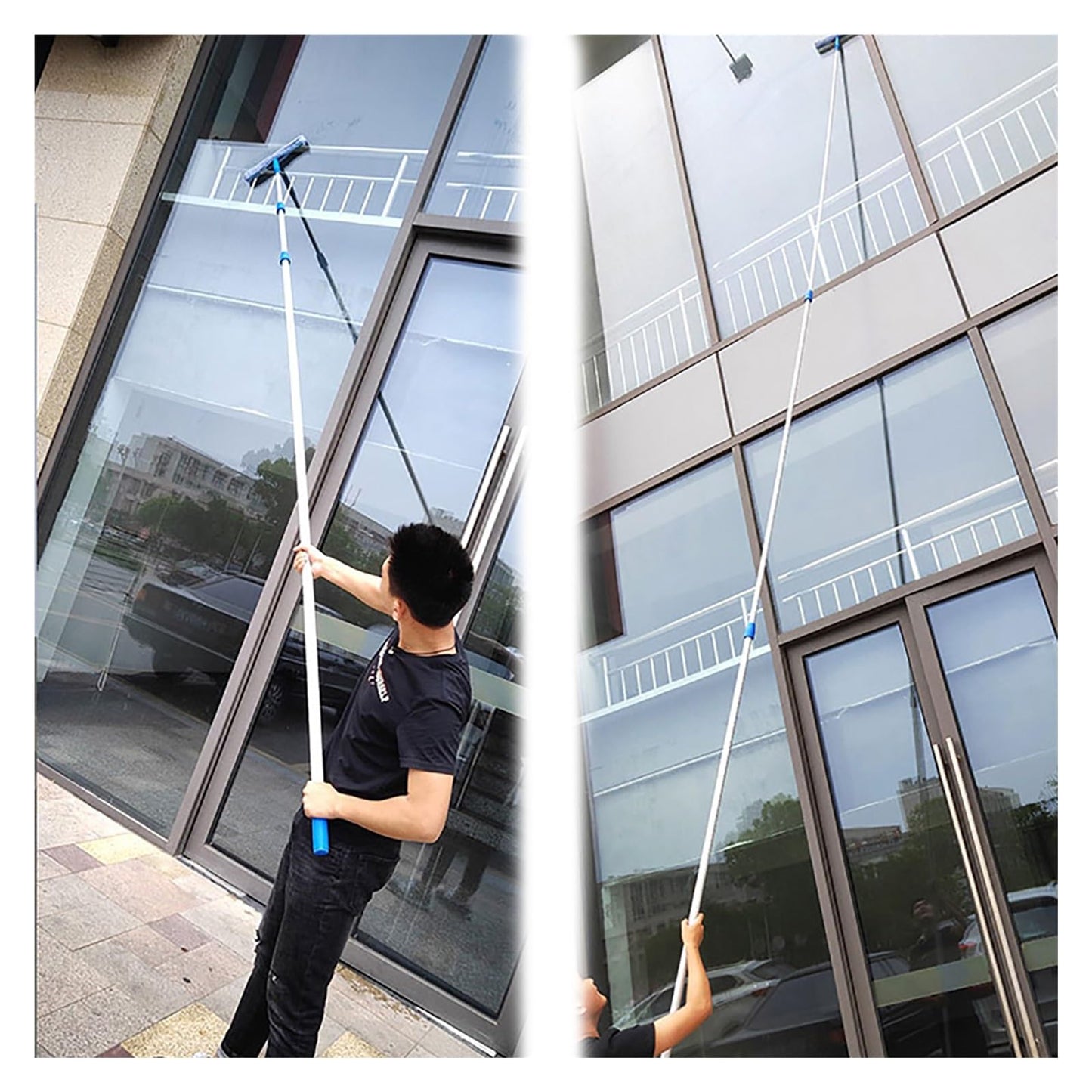 40 FT Window Outside Cleaning Extension Pole, Telescopic Windows Cleaner with Long Handle, Washing Rods/Glass Squeegee Cleaning for High Floor/Tall Skylights/Shops