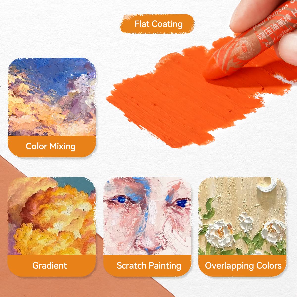 Paul Rubens Oil Pastels Set - 72 Vibrant Colors, Ultra-Soft and Creamy Texture, Easy to Blend for Artists and Beginners - Bullet Head Design for Drawing, Painting, Sketching
