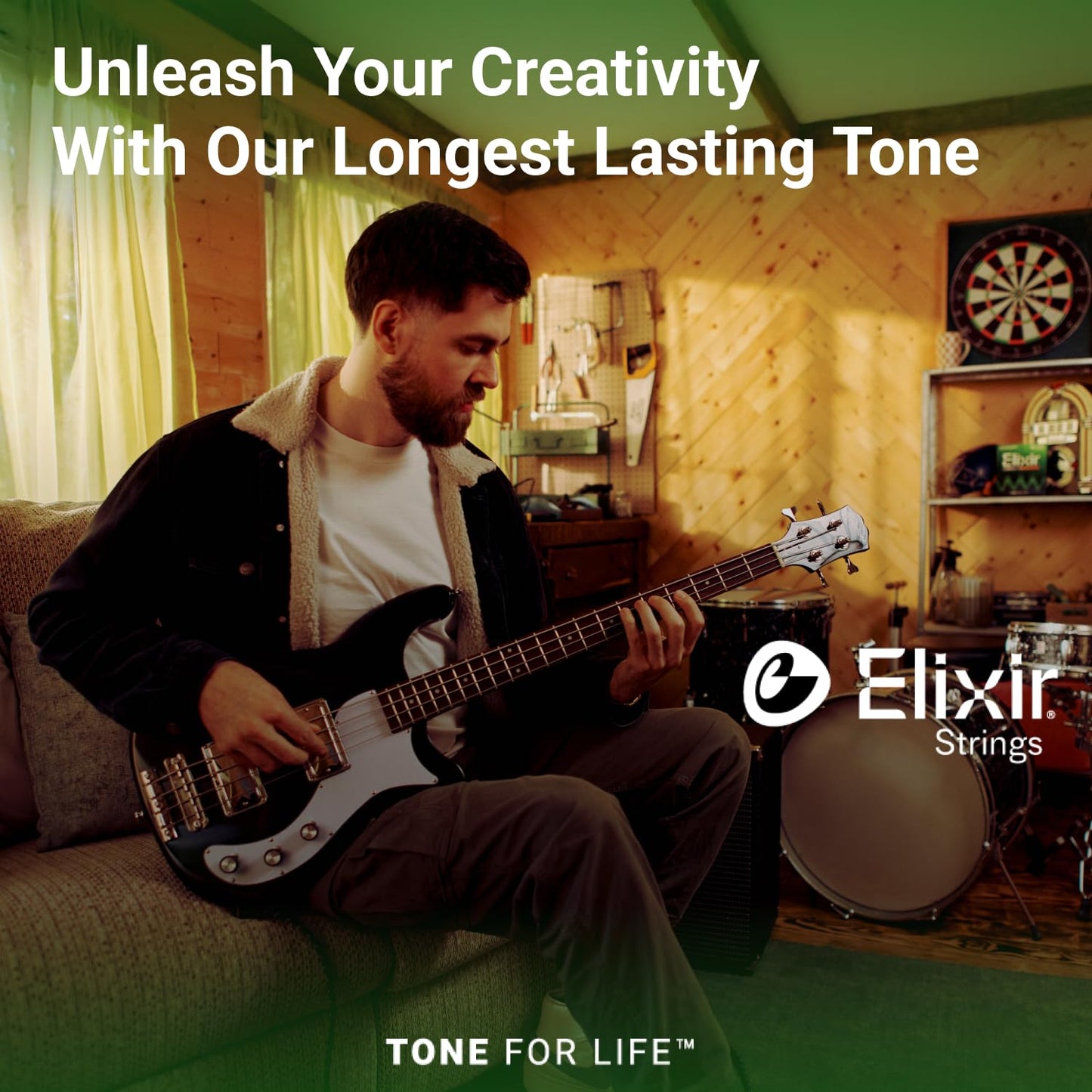 Elixir Strings, Electric Bass Guitar Strings, Stainless Steel with NANOWEB Technology, Longest-Lasting Bright Tone with Comfortable Feel, 4-String Set, Long Scale, Light 45-100