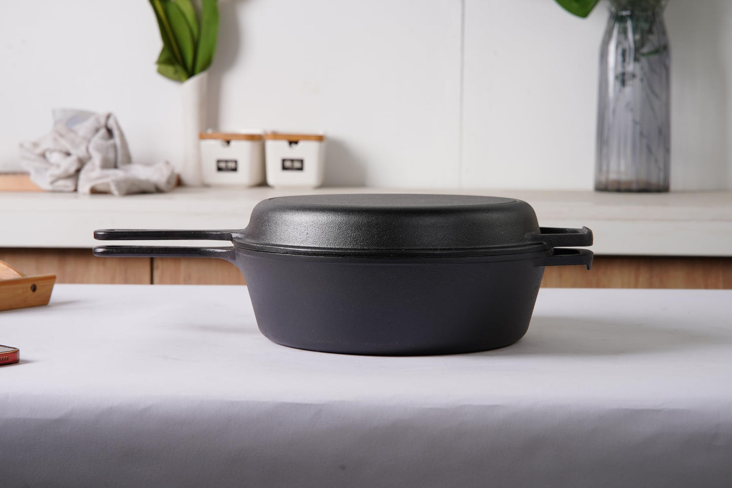 Cast Iron Skillet (Extra DEEP) - 10.25"-Inch (26 cm) with Skillet Lid, Frying Pans + Silicone Handle Holder Covers - Oven Safe Cookware - Indoor/Outdoor - Use on Any Stovetop, Grill, Induction Safe