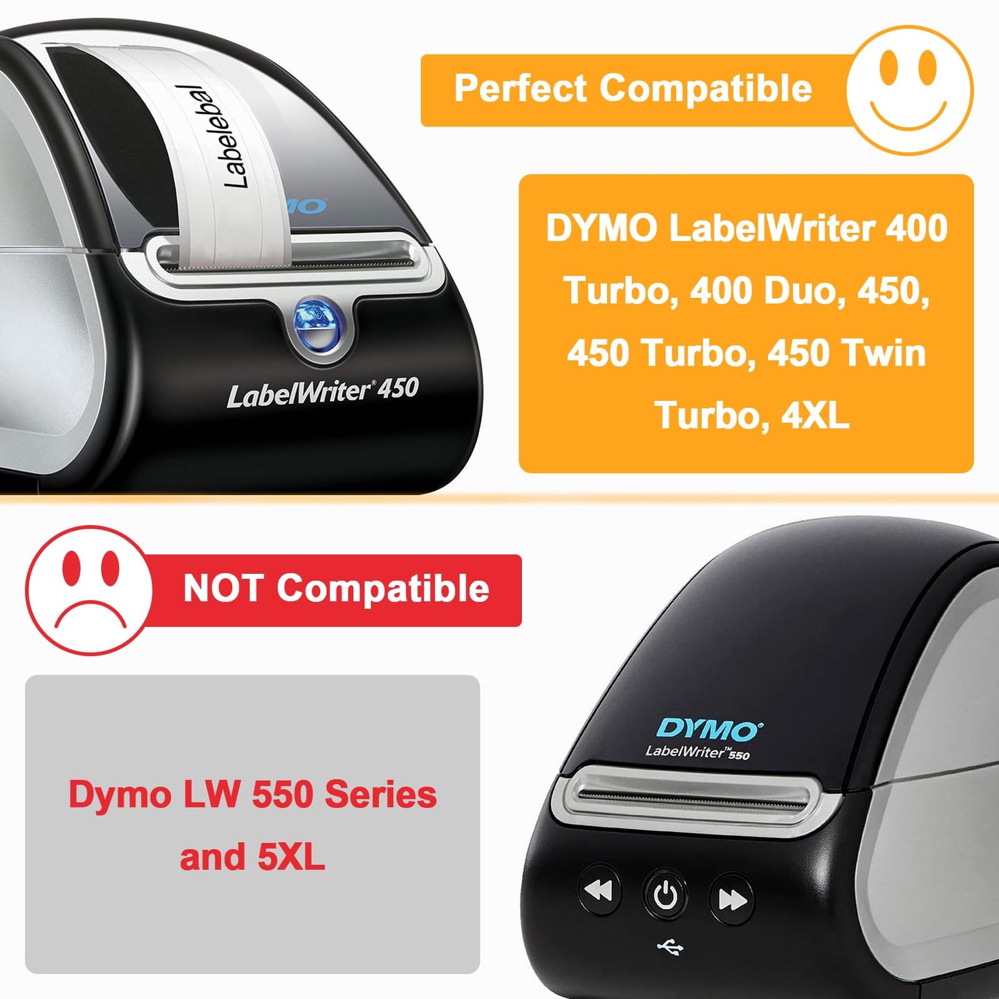8400 Pcs/3-Proof 1" Core Labelebal Compatible with DYMO 30252,1-1/8" x 3-1/2"(28mm x 89mm) Direct Thermal Labels, Shipping Replacement Labels Compatible for DYMO LabelWriter Printer (350 Labels/Roll)