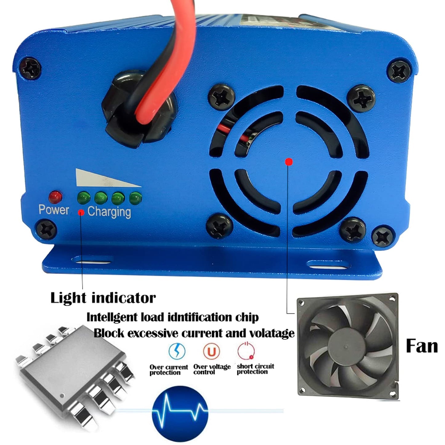 24V Battery Charger Automatic smart Charger 5A trickle Charger and I/O Switch 3 pin XLR Connector for Charging AGM Gel Lead-Acid Batteries for Cars wheelchairs Boats