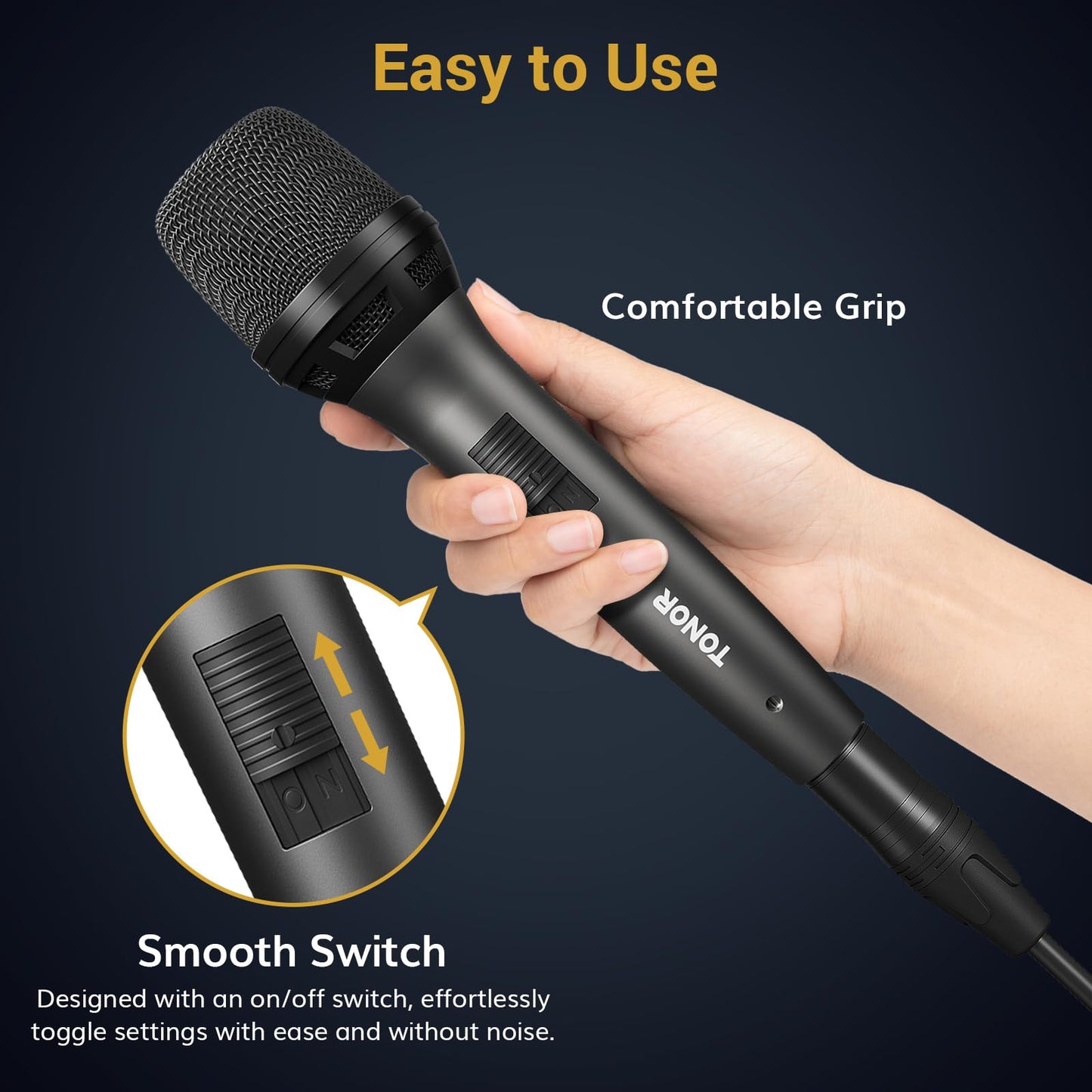 TONOR Dynamic Vocal Microphone for Singing, Handheld Wired Karaoke Mic, Cardioid Studio Microfono with 5M XLR to 1/4" Cable, Compatible with Speakers/Mixer Machine/Amp/Speech and Outdoor Activity