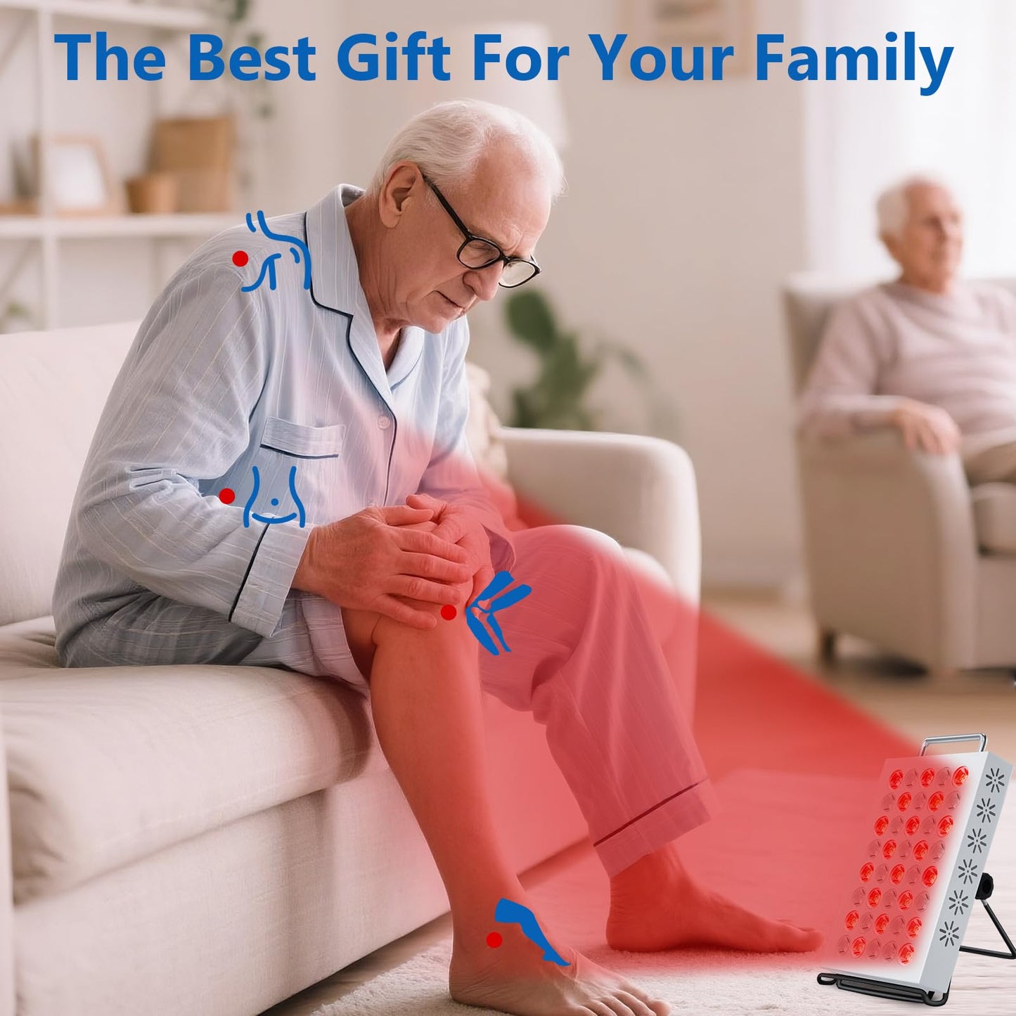 40LED Red Light Panel, 660nm&850nm Infrared Light for Face and Body, Adjustable Angle & Brightness for Home & Office