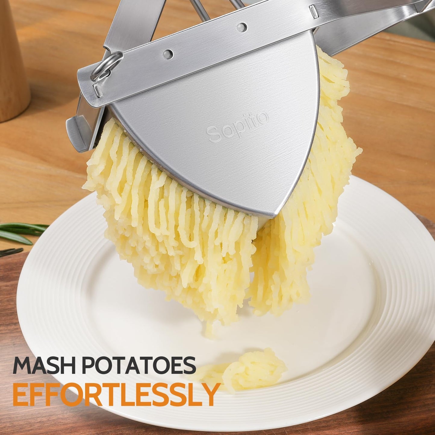 Potato Ricer, Sopito Stainless Steel Potato Masher for Commercial and Home Use Black