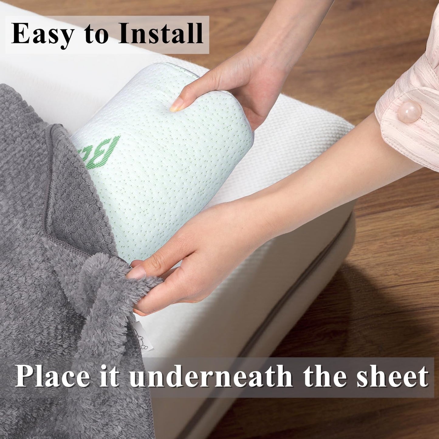 Tebery 2 Pack Bed Rail Bumpers, Memory Foam Bed Rail Pads with Waterproof Cover, Pad Bedside Rail Guard for Adults