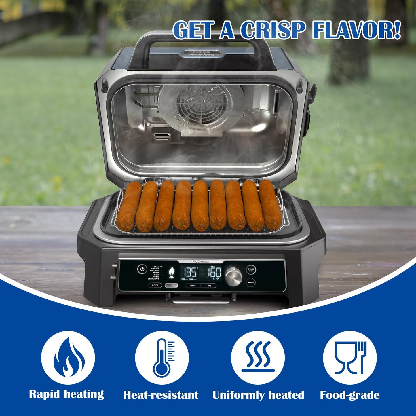 Griddle Plate & Smoke Rack for Ninja Pro Connect XL OG800/OG900 Grill Accessories, XSKGRIDLXL Flat Top Griddle Plate & XSKRSTRKXL Roast Rack for Ninja Series, Smoke Kit for Ninja OG850/OG951