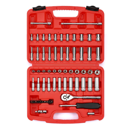 MIXPOWER 62-Piece 1/4-Inch Dr. Master Socket Set with Ratchets,Universal Joint, Drive Extension Bar Set with 1/4'' Dr. Bits Set, SAE/Metric, 6-Point, 5/32-Inch - 9/16-Inch, 4 mm - 14 mm, CR-V Socket