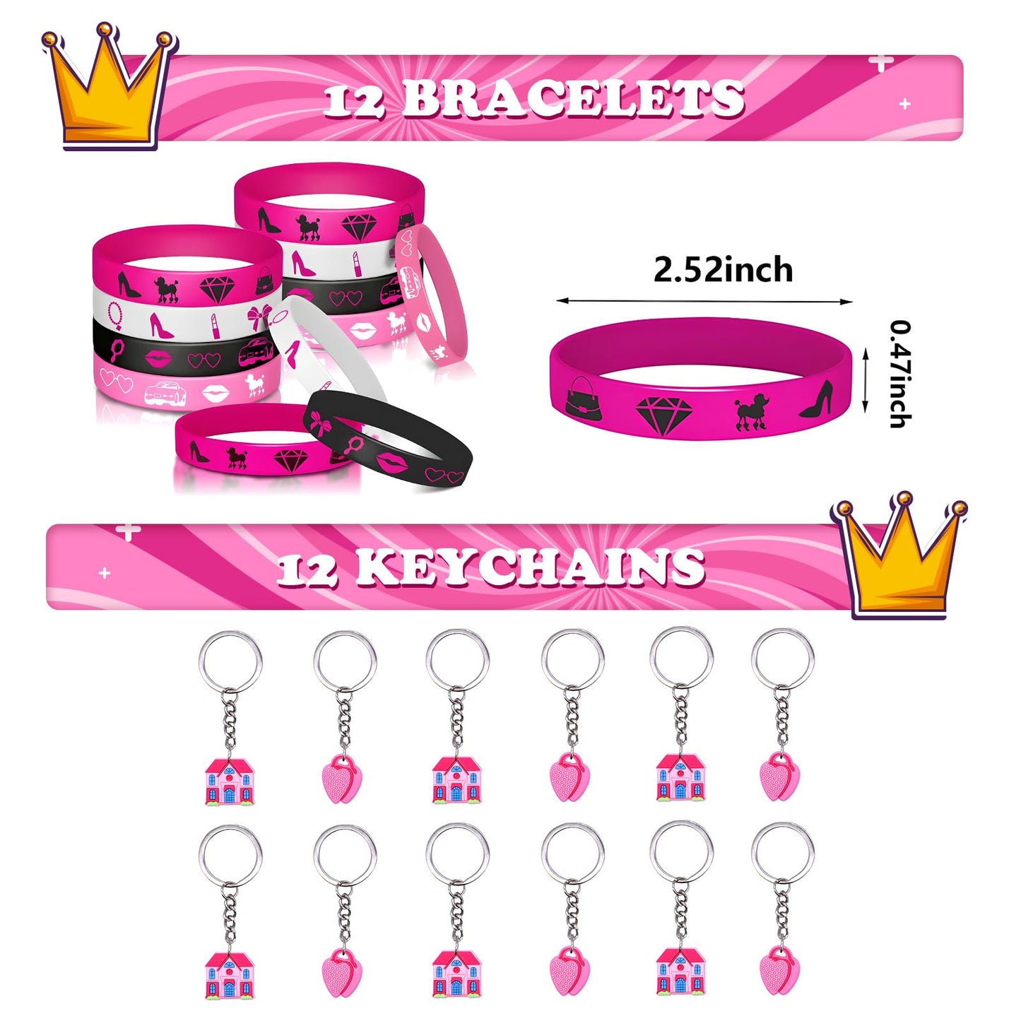 122PCS hot pink Themed Party Favors for girl, Birthday Decorations, Gifts Goodie Bags,School Classroom Rewards Carnival Prizes Christmas Thanksgiving Easter Birthday Gifts (hot pink)