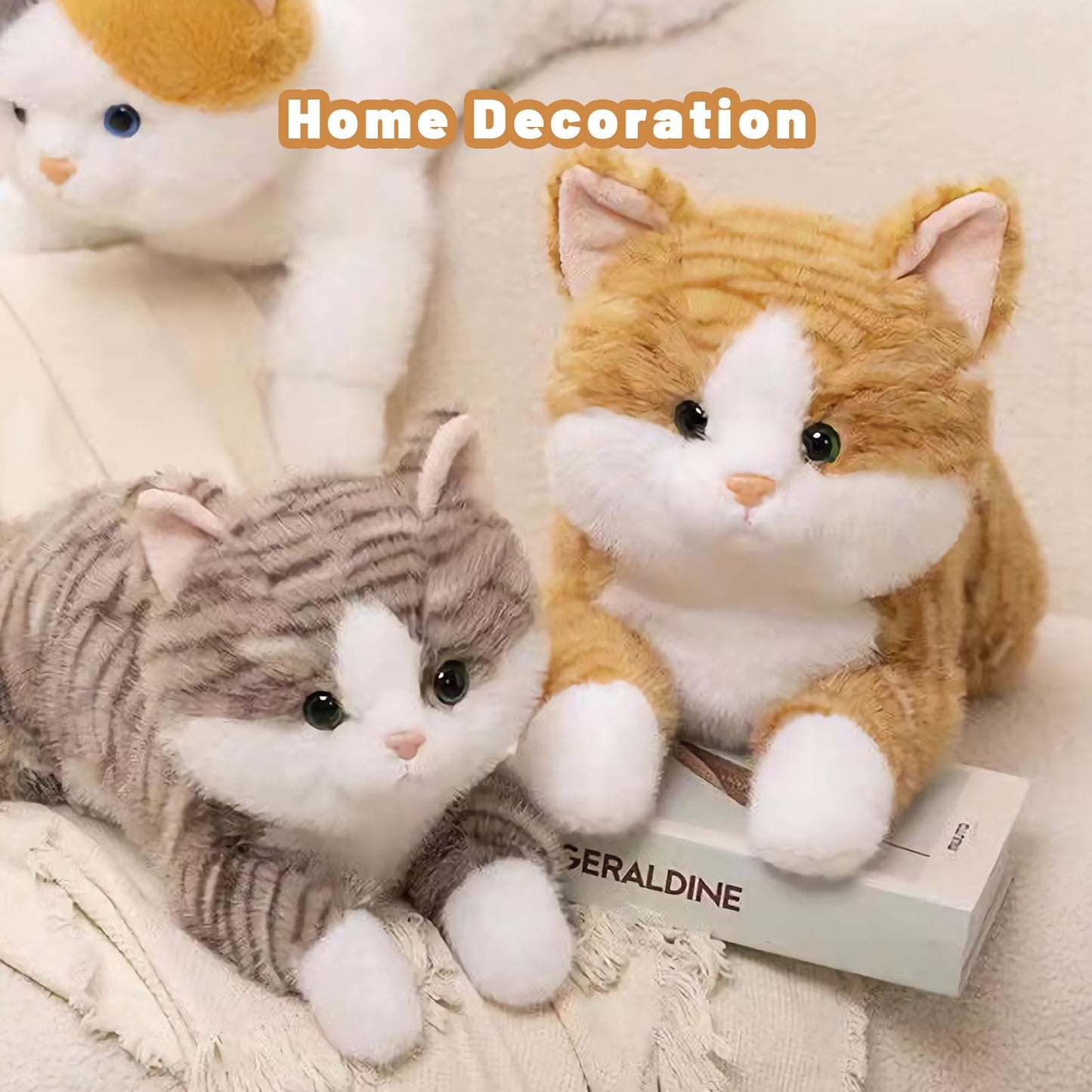 Weighted Stuffed Cat 19" 2Lbs, Realistic Cat Stuffed Animal for Kids and Adutls, Soft Orange Weighted Plush Animal Pillow Toy