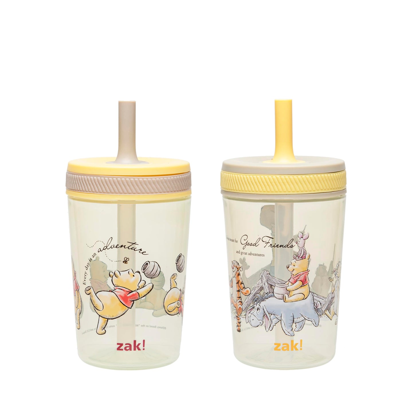 Zak Designs Disney Winnie The Pooh Kelso Toddler Tumblers for Travel or at Home, 15oz 2-Pack Durable Plastic Sippy Cups with Leak-Proof Design is Perfect for Kids (Winnie The Pooh & Friends)