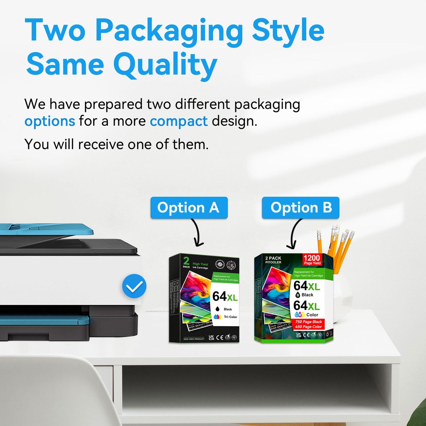 High Yield 65XL Ink Cartridge Black Compatible for HP 65 Ink Cartridges, Replacement for HP 65XL Black Ink Cartridge, Compatible for Envy 5055 5052 DeskJet 3755 3700 3752 Printer, 2 Pack (1500 Pages)