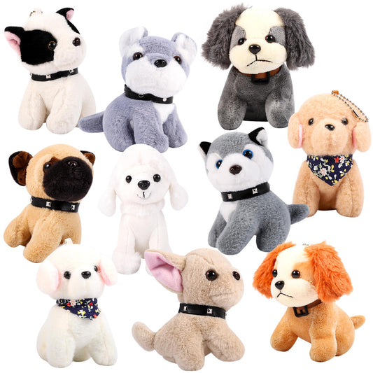 Niceup 10PCs 4.5in Mini Dog Stuffed Animals Easter Egg Basket Stuffer Kids Bulk Party Favors Loot Bag Fillers Puppy Pet Adoption Classroom Reward Little Paw Pup Plush Toys Doll for Birthday Gift