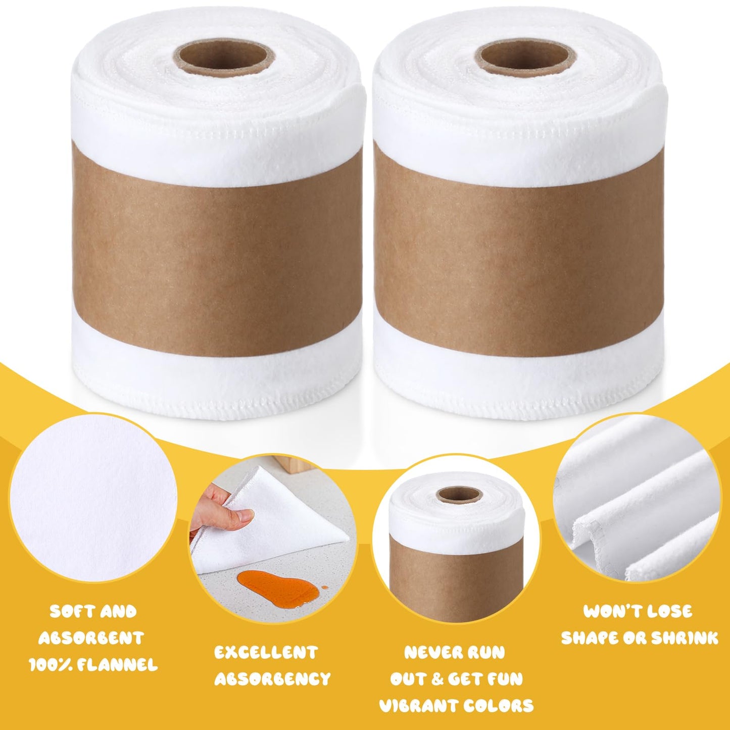 FuWeave 30 Pack Reusable Toilet Paper Towels No Tear Bidet Towels Washable Toilet Paper Bulk Paperless Rolls Cotton Treadmill Family Cloth Wipes (White)