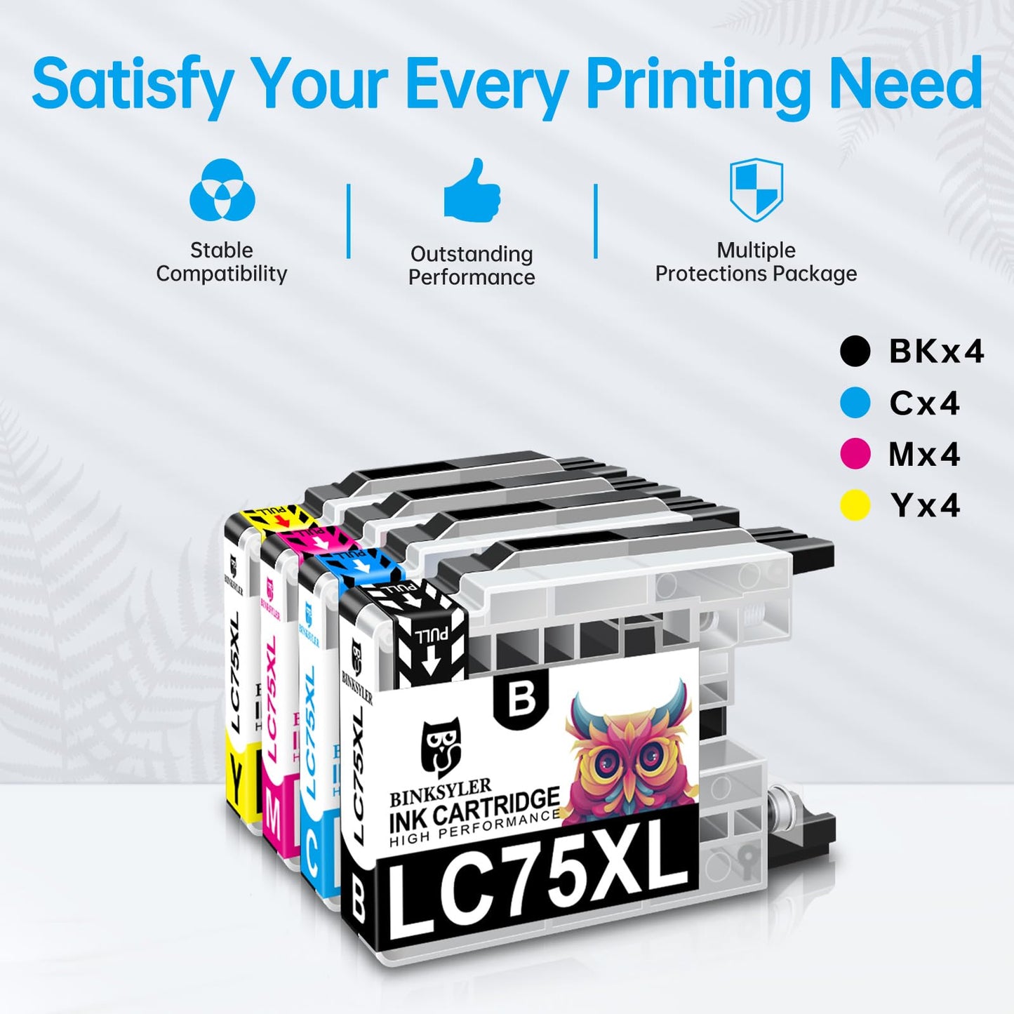 16-Pack LC75 Ink Cartridges Compatible for Brother LC75 LC71 LC79 XL LC-75 LC-71 LC-79 Ink for MFC-J280W MFC-J425W MFC-J430W MFC-J6510DW MFC-J6710DW MFC-J6910DW (4BK 4C 4M 4Y)