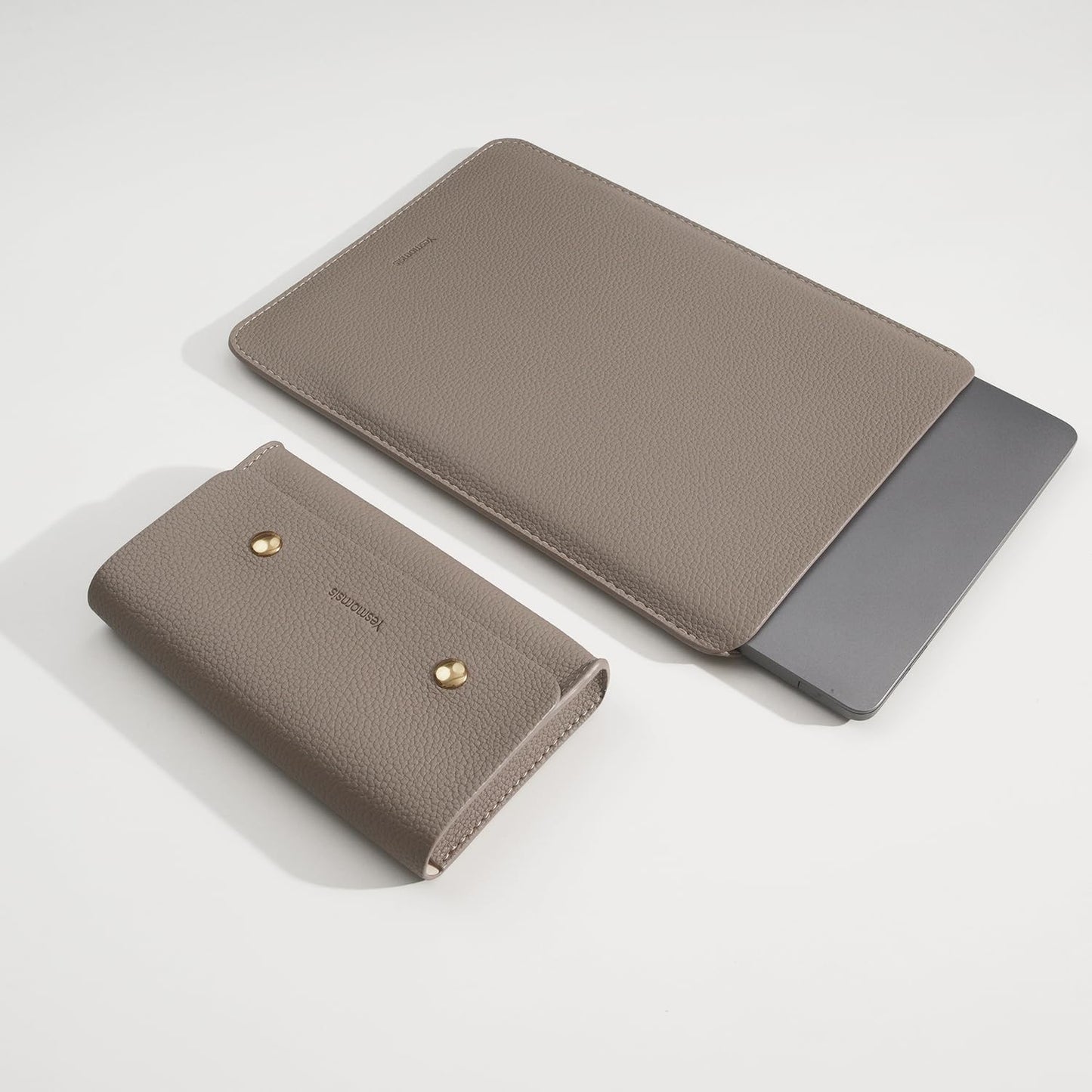 Yesmornsis PU Leather Padded Laptop Sleeve Bag 13Inch Compatible with New MacBook Air 13 M4 M3 A3240 A3113, 2024 MacBook Pro 13 M2 A2686 with Charger Pouch Color Camel