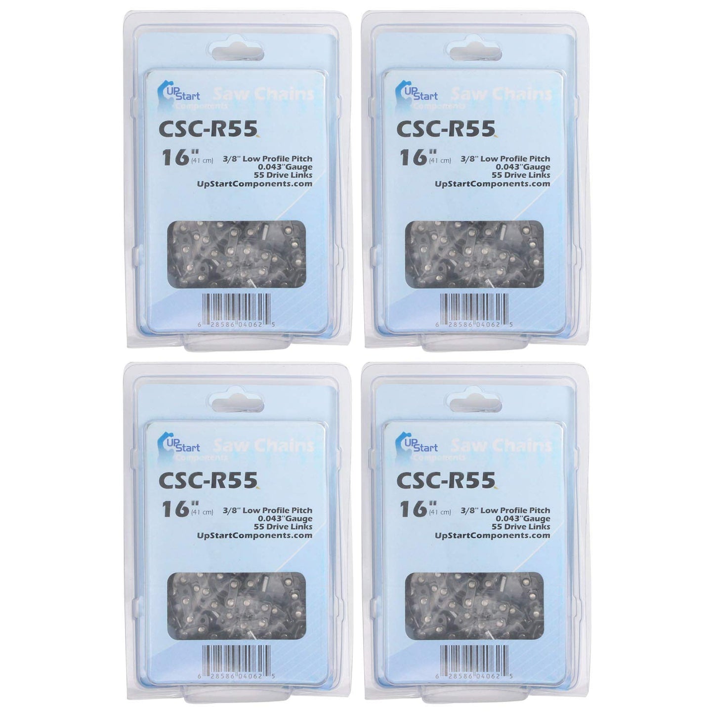 4 Pack 16-Inch Chainsaw Chain Replacement for Stihl - Compatible with Stihl Ms 170, Ms180c, 017, Ms 192 T, Ms 171, E 140, 019, Ms 180 Cb, 61pmm3 55, Ms 192 C - 3/8" Pitch, 043" Gauge, 55 Links
