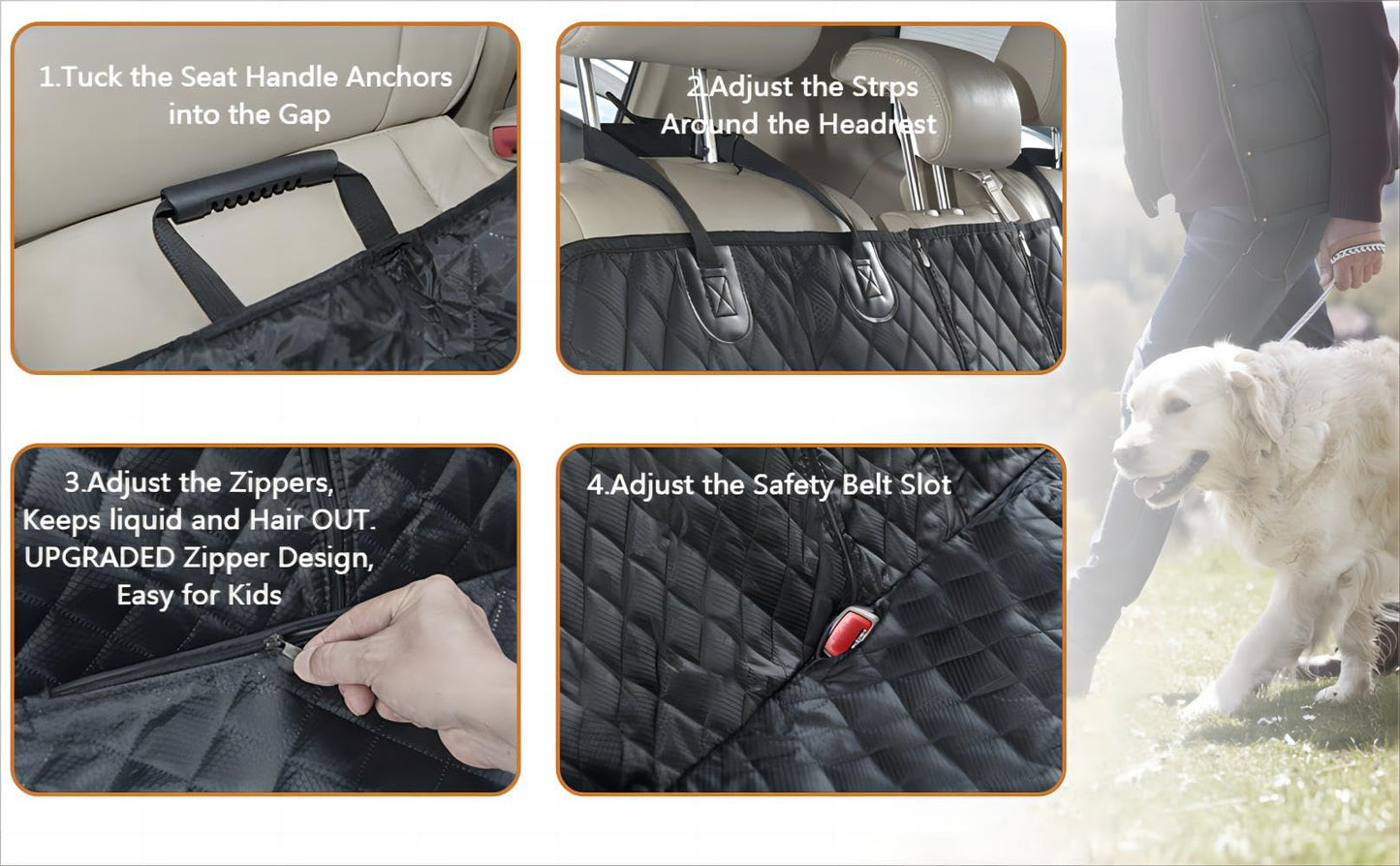 Dog Car Seat Cover for Back Seat Cover for Kids,Non Stick Fur Rear Seat Protector for Pet,Nonslip Waterproof Durable Universal Fit Interior Backseat Covers for Auto Van SUV (XL, Black)