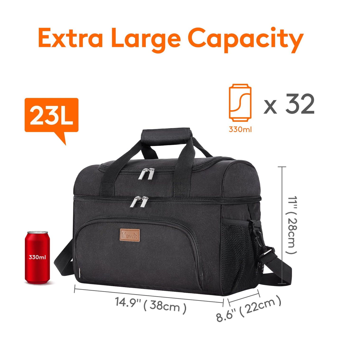 Lifewit Large Cooler Bag 32 Cans Insulated Lunch Bag Lightweight Portable Cool Bag Double Layer for Picnic, Beach, Work, Trip