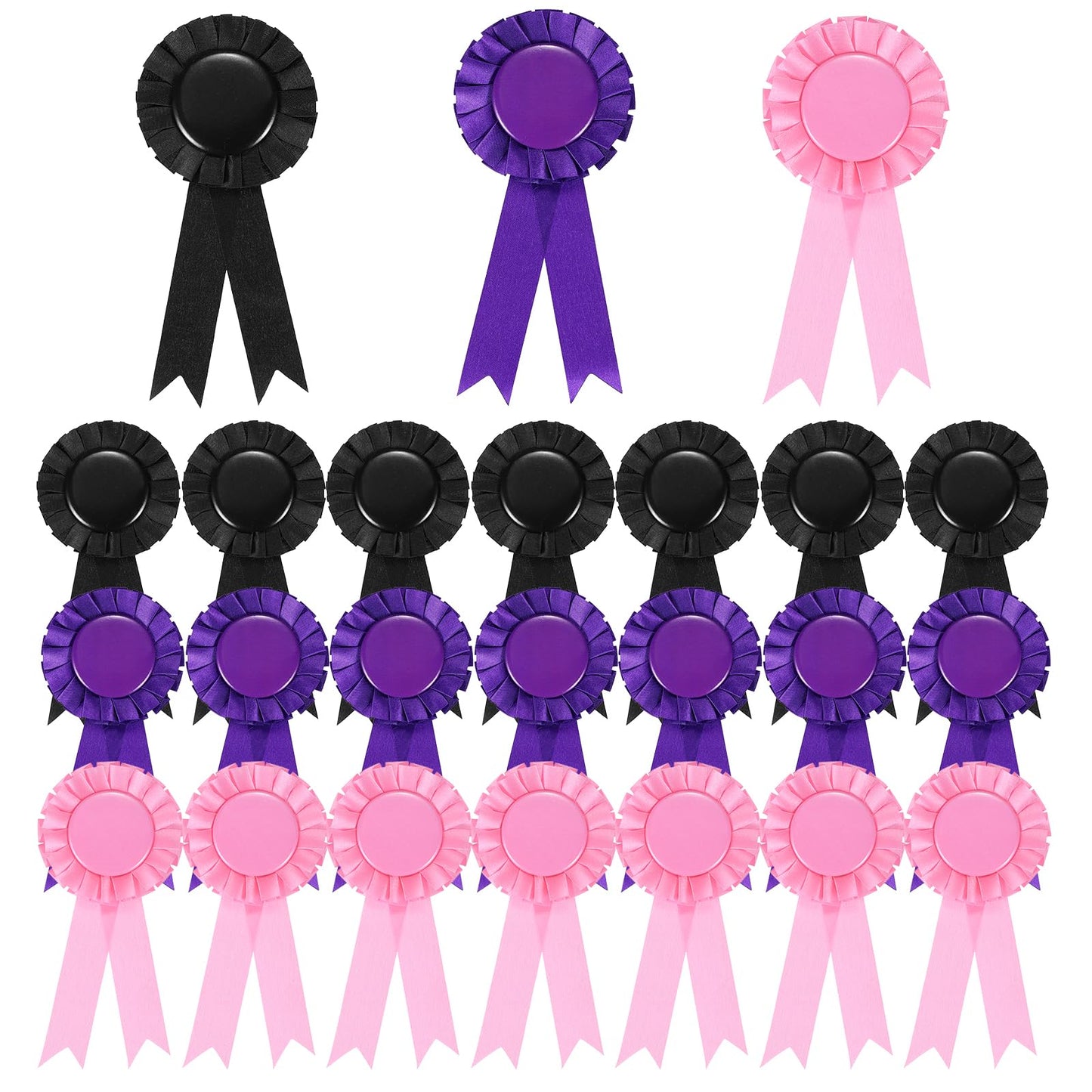 PATIKIL 24 Pcs Award Ribbons, 1st, 2nd, 3rd Place Winner Recognition Ribbon Blank Prize Ribbons Participation Medal Ribbons for Competition Sports Event, Purple, Pink, Black