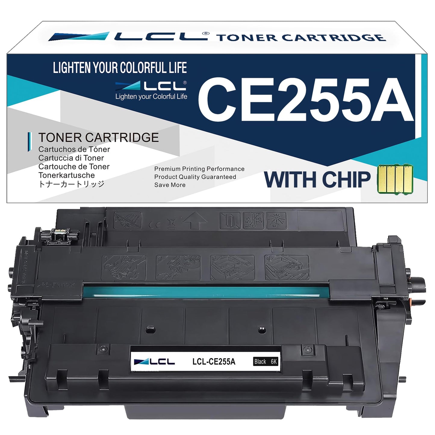LCL Compatible Toner Cartridge for HP 55A CE255A (1-Pack,Black) for HP LaserJet Enterprise P3010 P3015 P3015d P3015dn P3015n P3015x 500 MFP M525dn M525f HP LaserJet Pro M521dn MFP, MFP M521dw