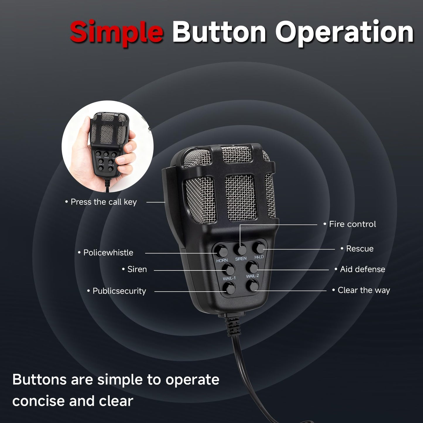 Alarm Horn Siren PA Speaker Mic System,BANHAO 100w 12v 7 Sound Loud Car Alarm Police Horn Police Car Siren Horn Speaker System Emergency Amplifier Alarm Kit Horn for 12V Truck Lorry Boat Car