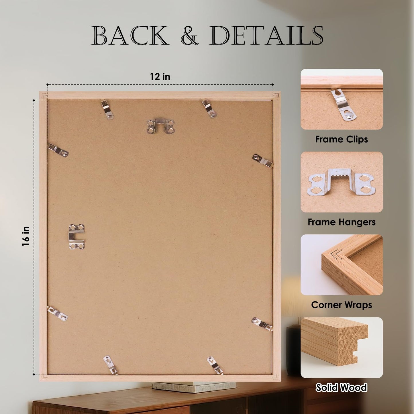 XUANLUO Picture Frames-3 Pack 12x16 Picture Frame,Natural Oak Wood Photo Frames,Display 8.5x11 with Mat or 12x16 Without Mat,Wall Display Ideal for Home Decor