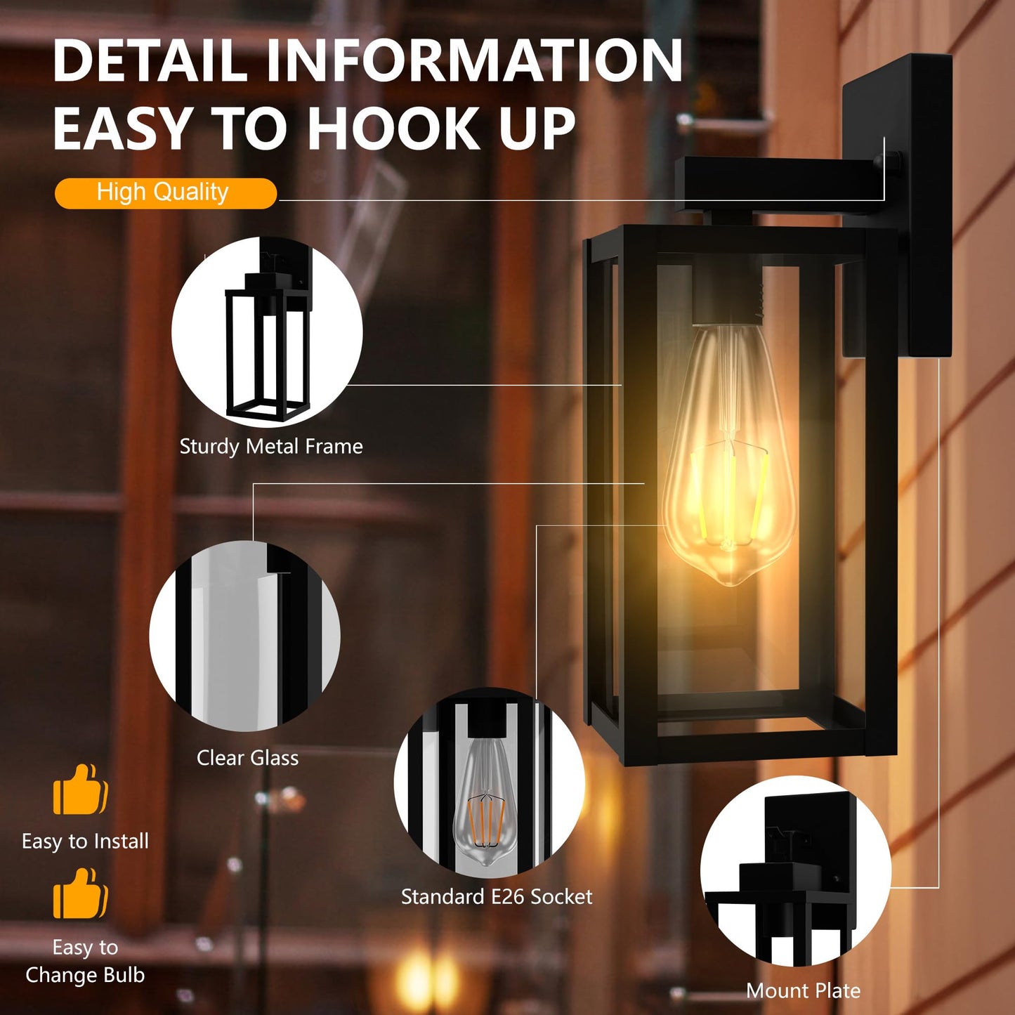 Outdoor Wall Light Fixtures Exterior Light Fixtures Waterproof Porch Lights Outdoor Wall Sconce Anti-Rust Outside Lights for House