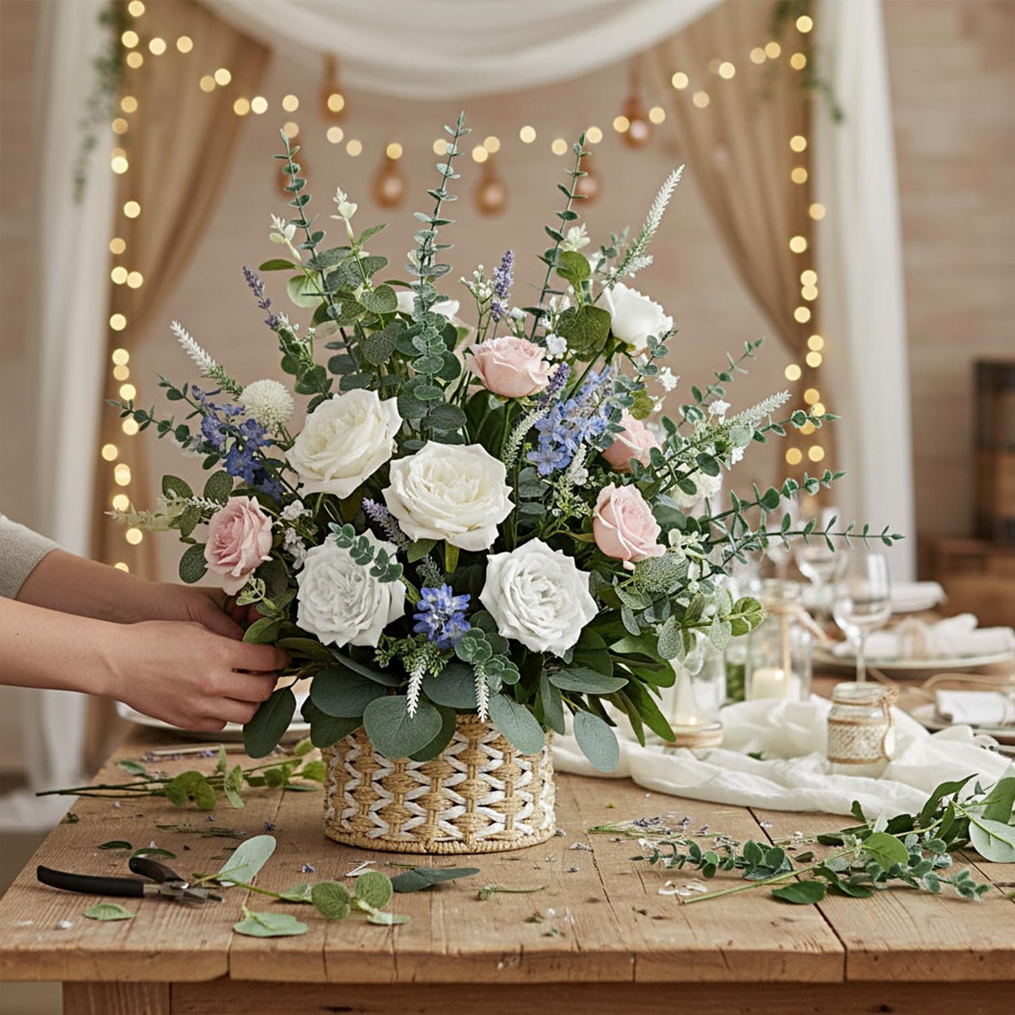 WONICE Mixed Eucalyptus Leaves Stems Bulk Artificial Silver Dollar Leaves Picks Dried Eucalyptus Bundle Faux Spray for Wedding Vase Bouquet Decor (120, Green)