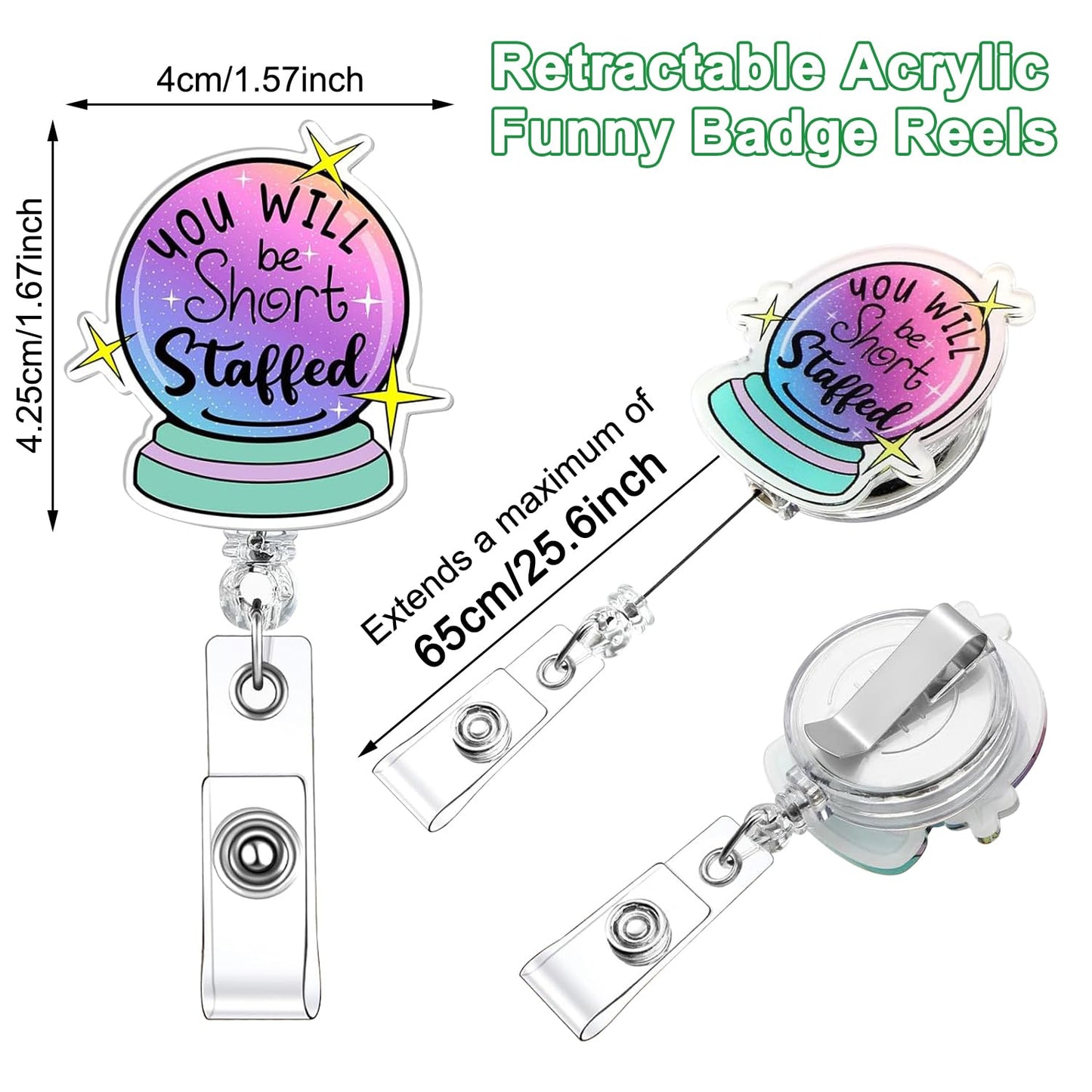 Wonninek 24 Pcs Badge Reels Bulk Clip Holder Retractable Fun Cool Name ID Badge Reel Pack for Medical Nurse Assistant Coworker Work Office Accessories Bulk Gifts