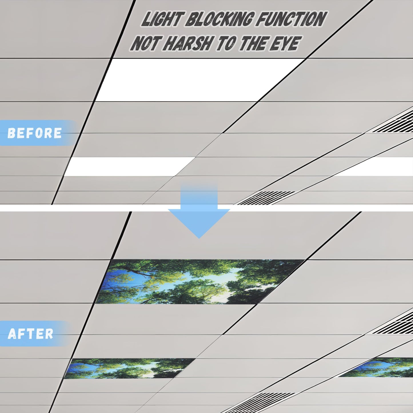 4 Pack Fluorescent Light Cover with 4 x 2 Feet Magnetic,DDFS Fluorescent Light Covers for ceiling lights magnetic Forest