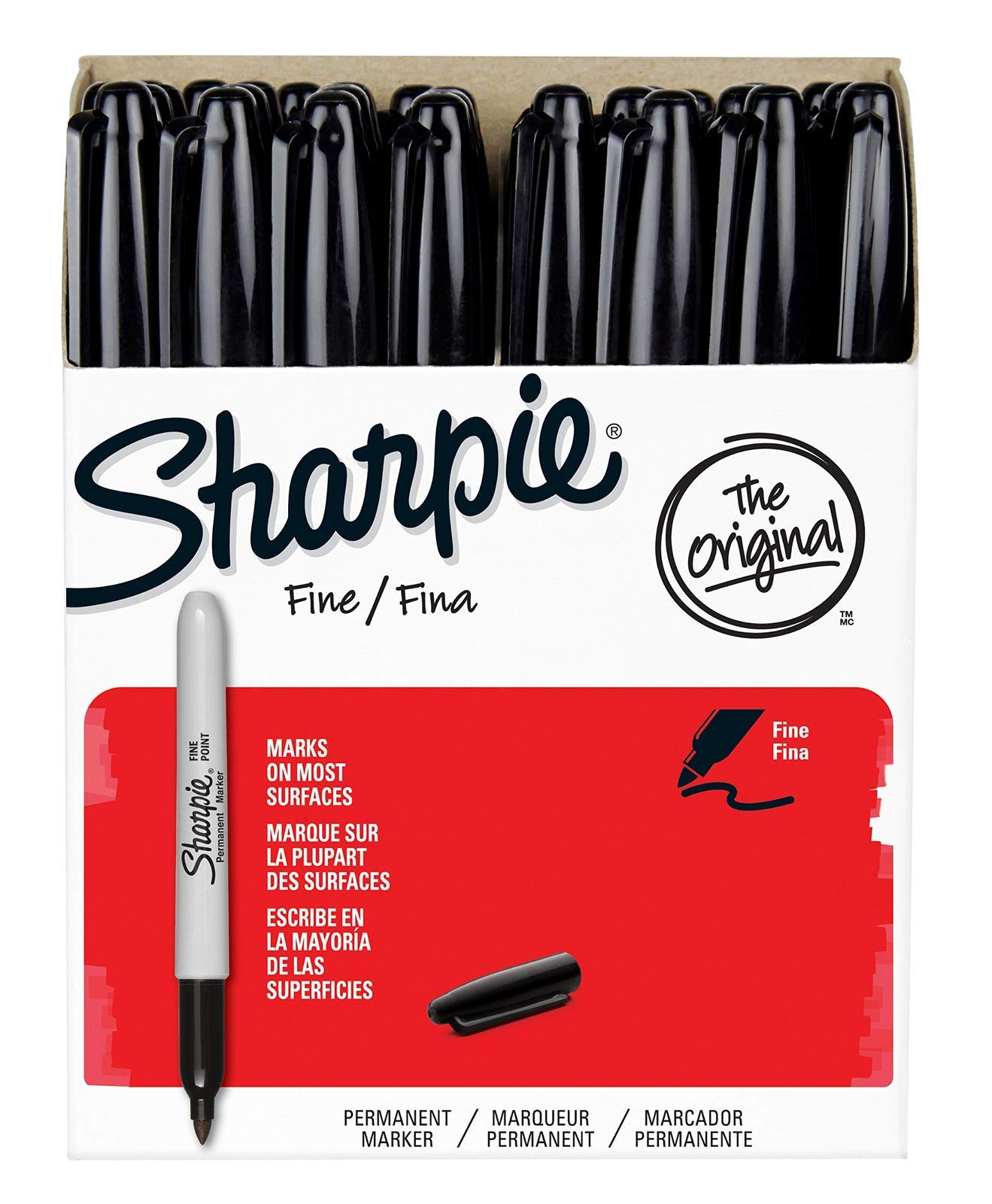 Permanent Marker Fine Point,Fine Point Black with Shirpie Permanent Marker Quick Drying/Waterproof - 36 Count
