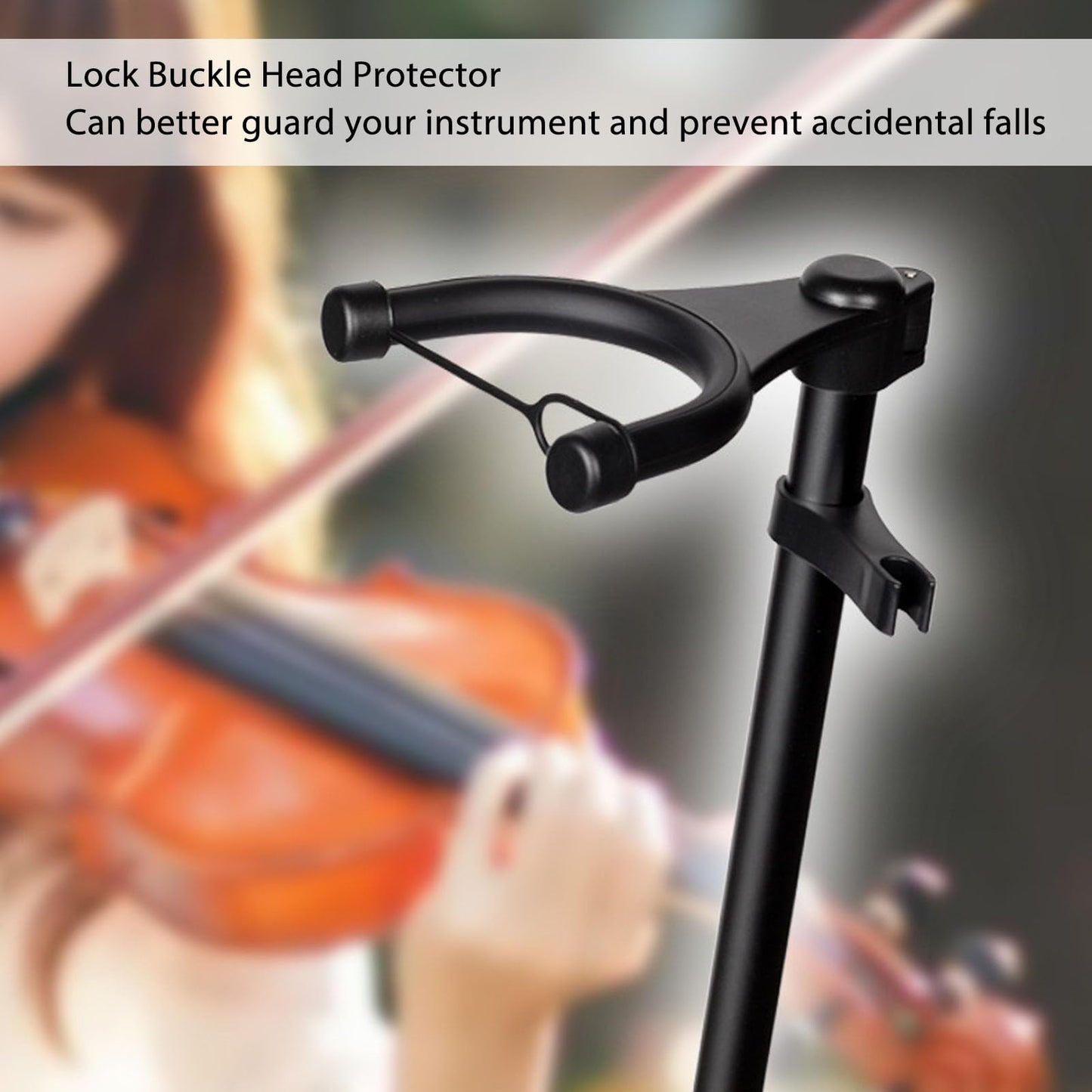 Violin Stand, Adjustable Height Violin Stand with Bow Holder, Aluminum Alloy Instrument Stand Ukulele Stand with Lock Buckle on the Top for Ukulele, Violin, Guitar