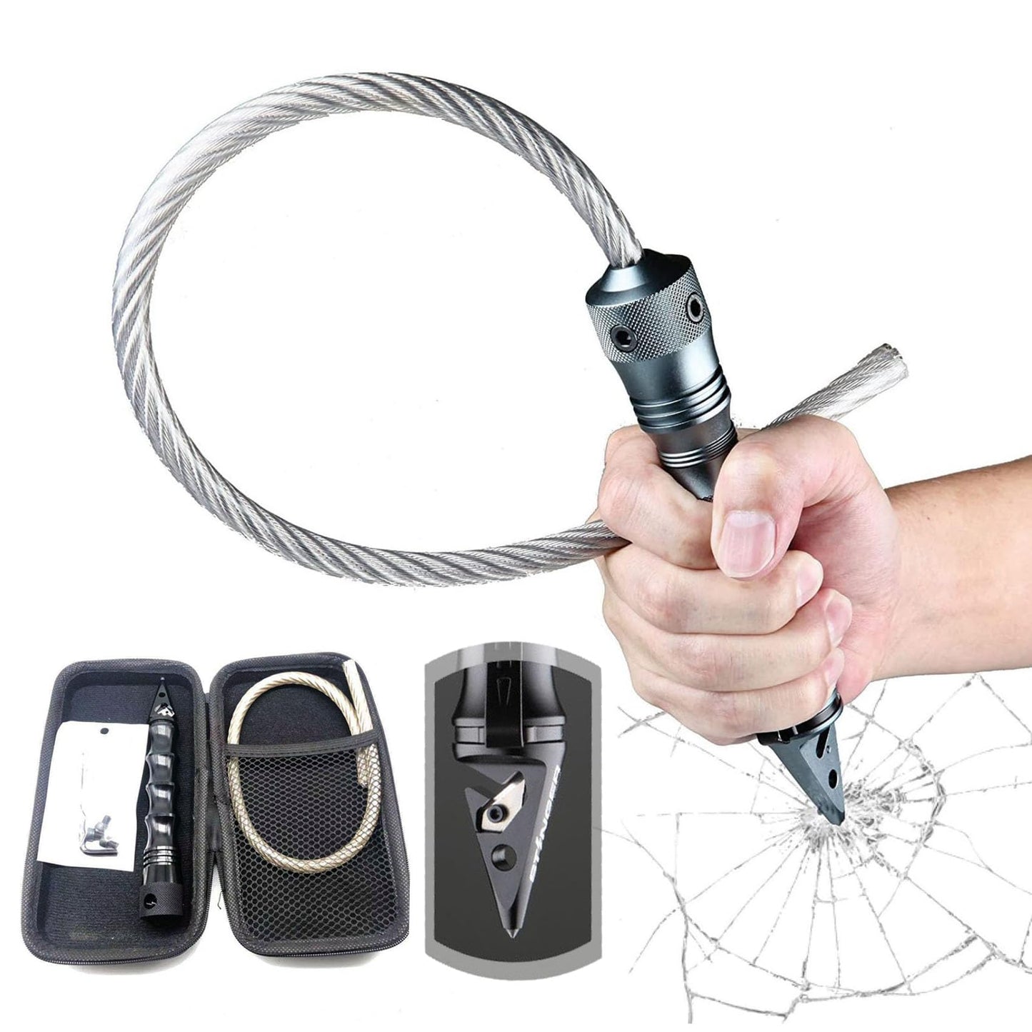 Emergency Car Escape Tool with Window Breaker and Seat Belt Cutter, Portable Multifunctional Car Accessories, Safety Window Breaking Tools -CALZ02 (73cm)