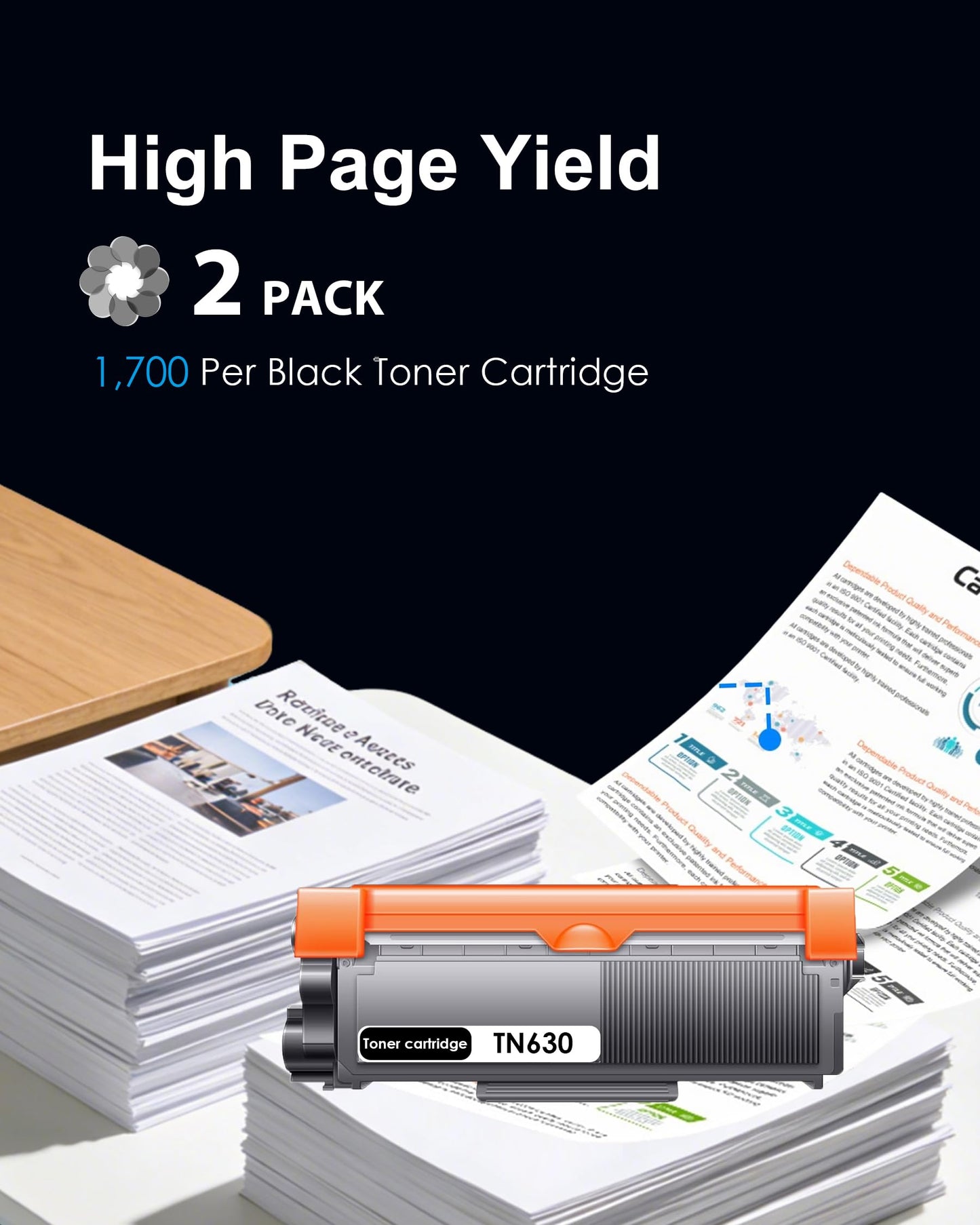 WLCelite TN630 Toner Cartridge Black 2 Pack Replacement for Brother TN630 TN-630 TN660 HL-L2380DW DCP-L2540DW HL-L2320D MFC-L2700DW MFC-L2685DW HL-L2360DW HL-L2305W MFC-L2720DW Printer