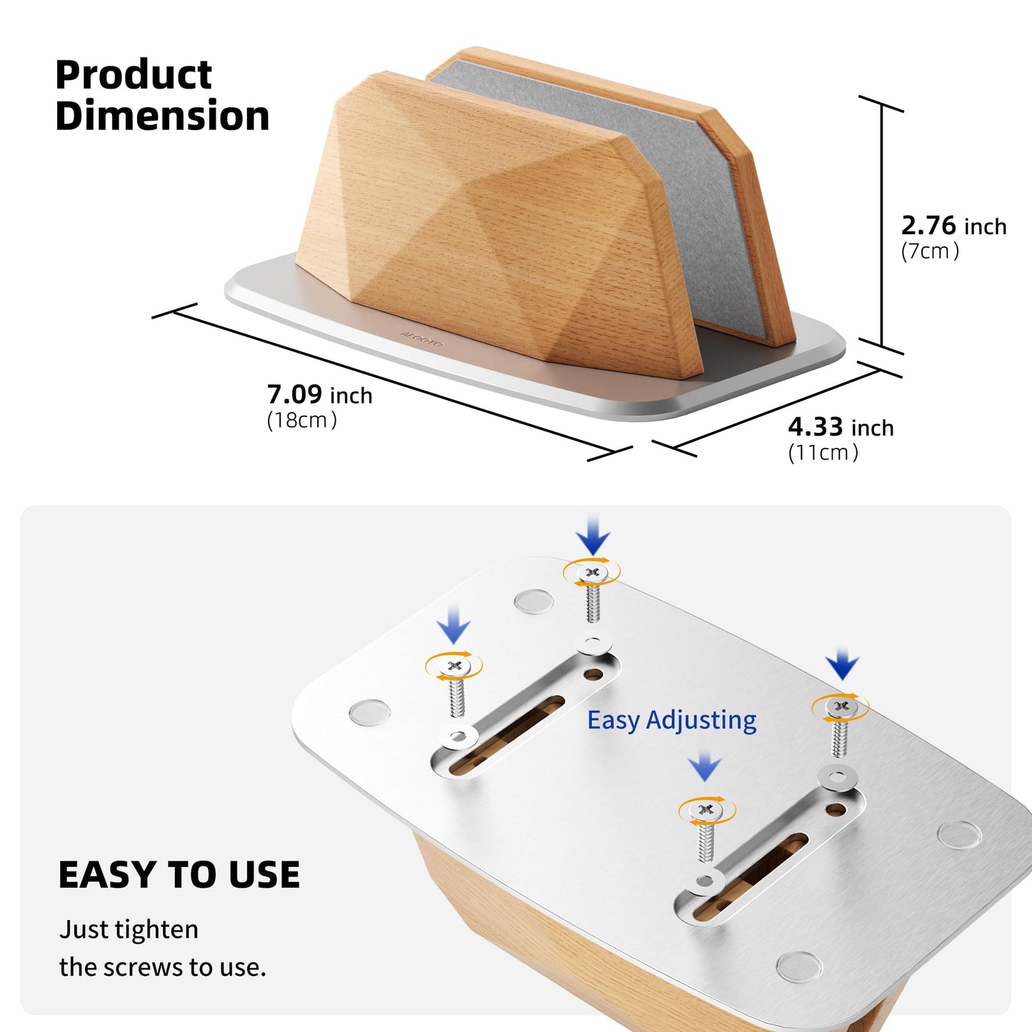 AFOOYO Vertical Laptop Stand - Wooden Adjustable Laptop Holder,Desktop Dock Compatible with All MacBook, Surface,Chromebook,Dell & More(Beechwood)