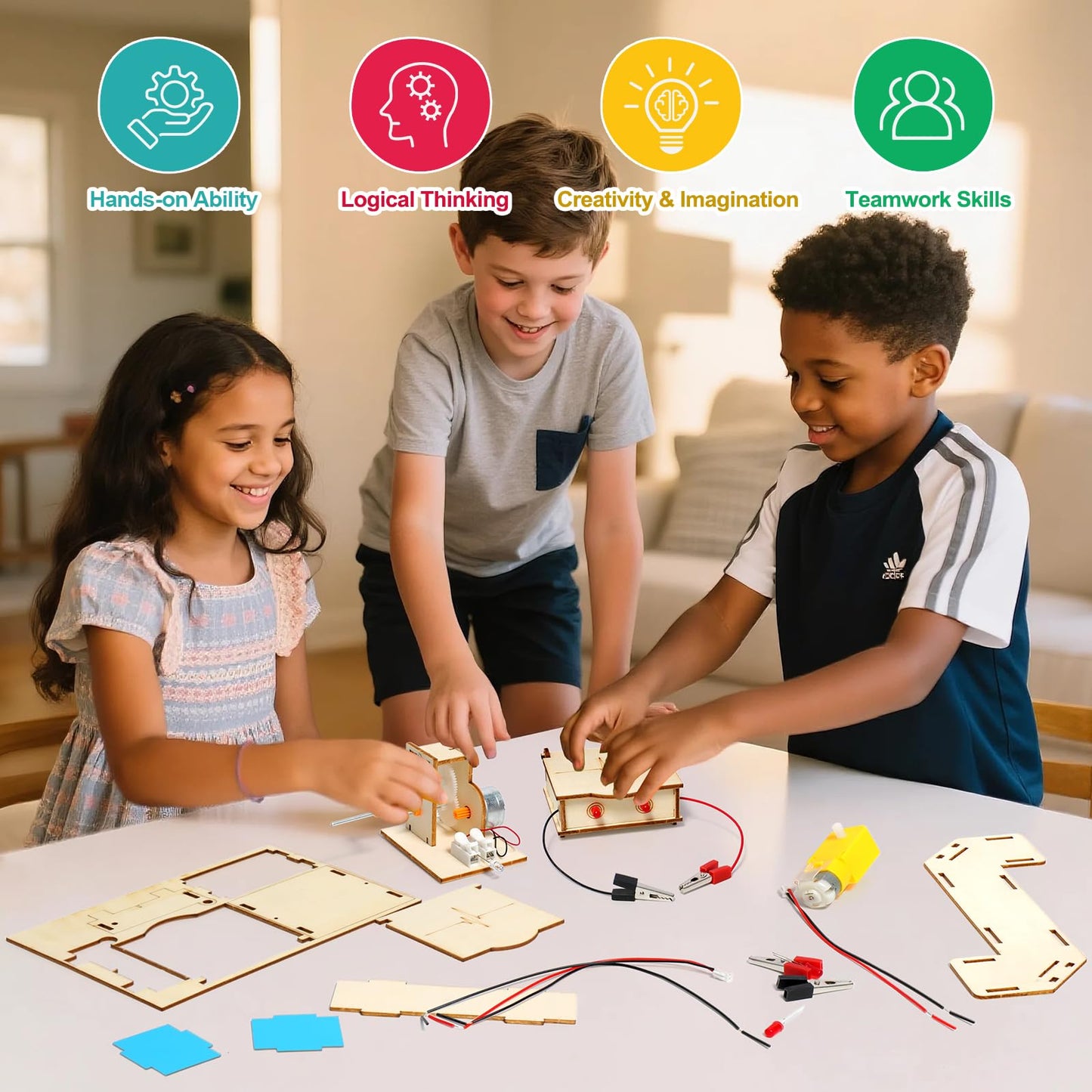 6 in 1 STEM Science Kits for Kids, Wood Building Crafts Kits, Science Projects for Kids 8-12, STEM Toys for Boys Girls Age 8-12 8 10 12 13 14 Gift Idea.