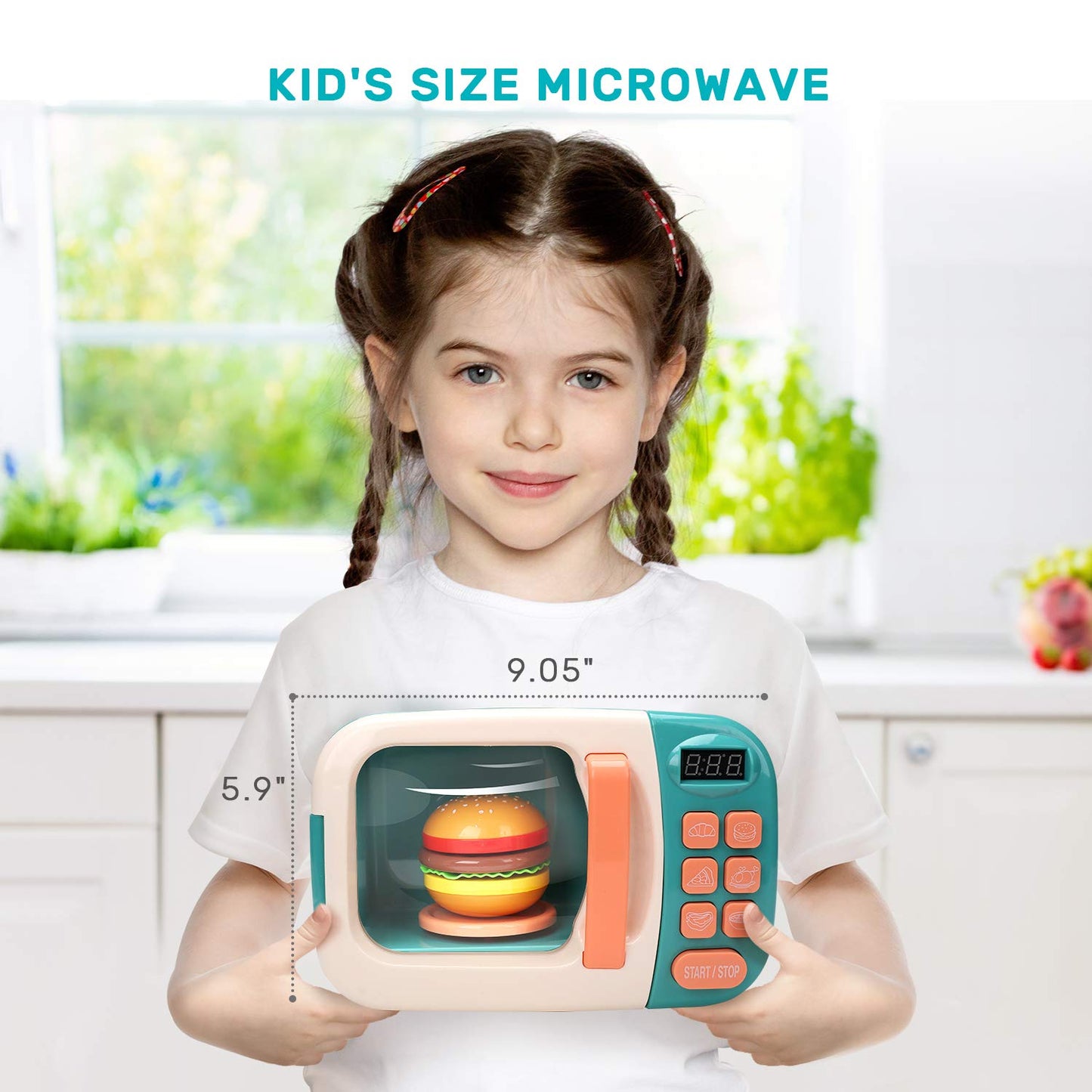 CUTE STONE Kids Play Kitchen Set, Pretend Play Microwave Toys, Kitchen Oven with Play Food, Play Cookwares Toy Pot and Pans Set, Cooking Utensils, Learning Gifts for Kids Toddlers Girls Boys