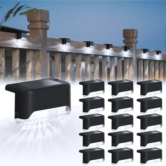 16 Packs Solar Lights Outdoor Waterproof, JACKYLED Cool White Solar Deck Lights，IP65 Waterproof LED Solar Pathway Light for Backyard Patio Fence Stair Railling