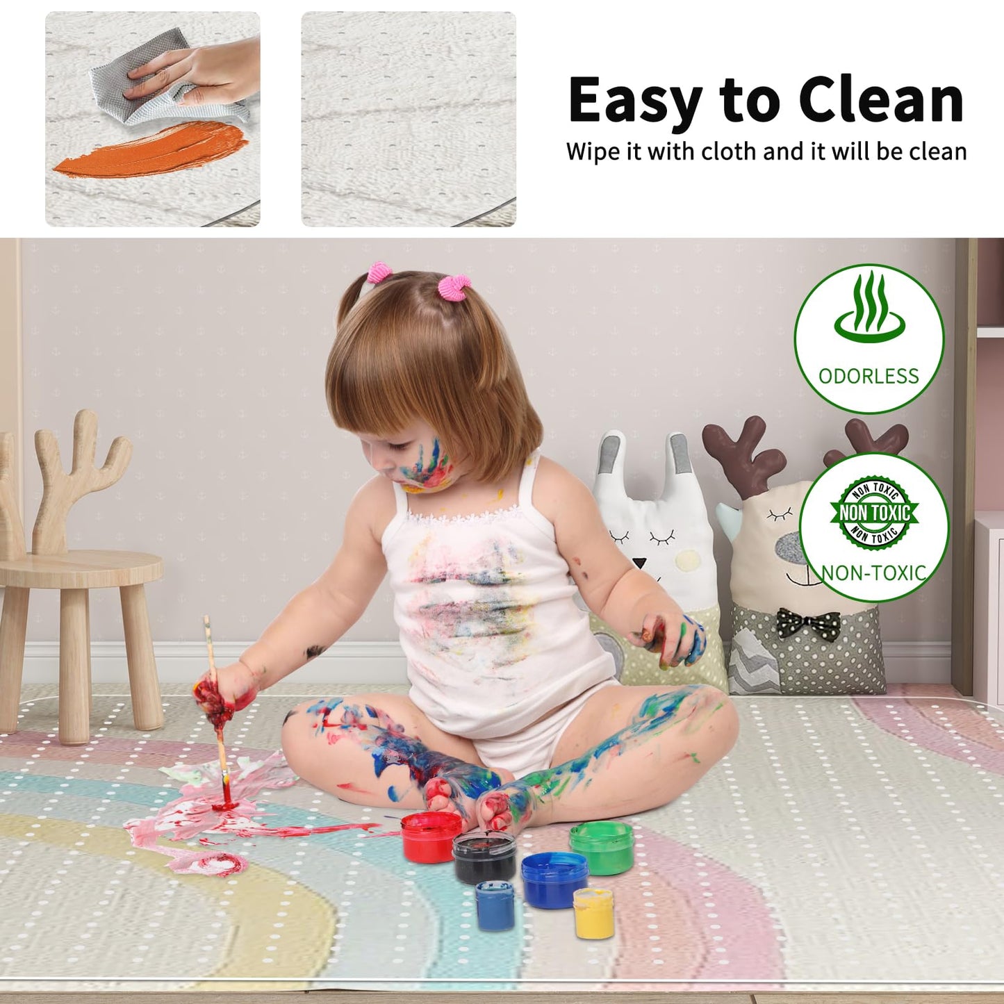 WASJOYE Chair Mat for Carpet, 48" x 60" Office Chair Mat for Carpet, Transparent with Non-Slip Studded for Home and Office