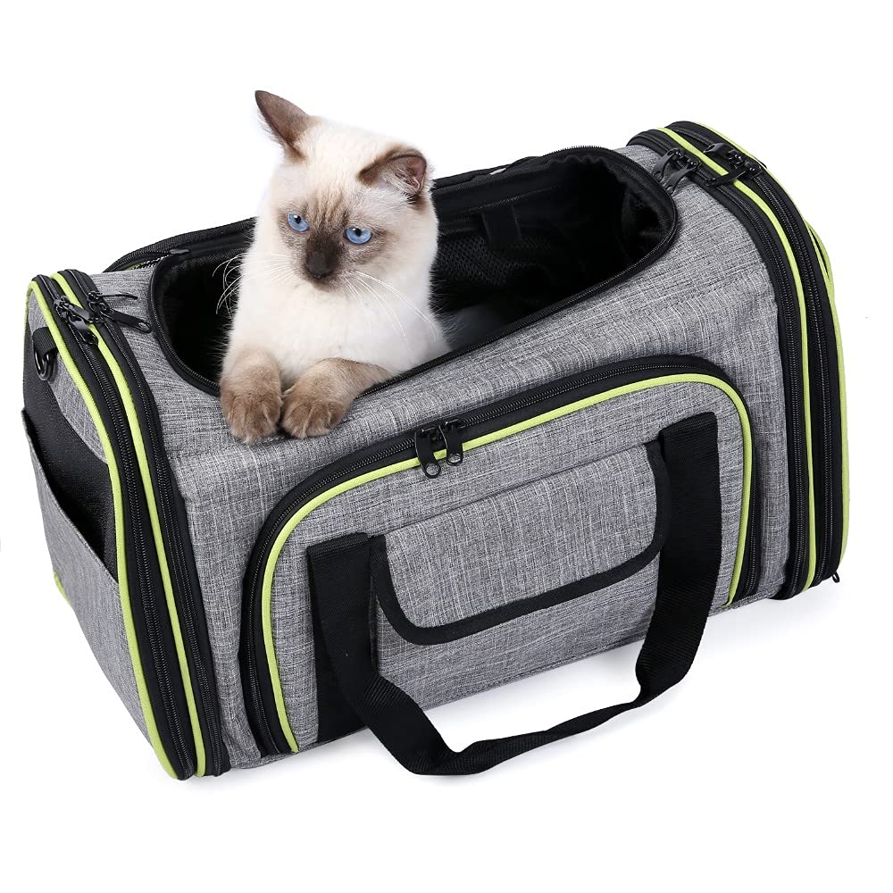 Expandable Cat Carrier, Airline Approved Soft Sided Travel Cat Carrier Bag,Soft Sided Collapsible Pet Dogs Travel Carrier Bag